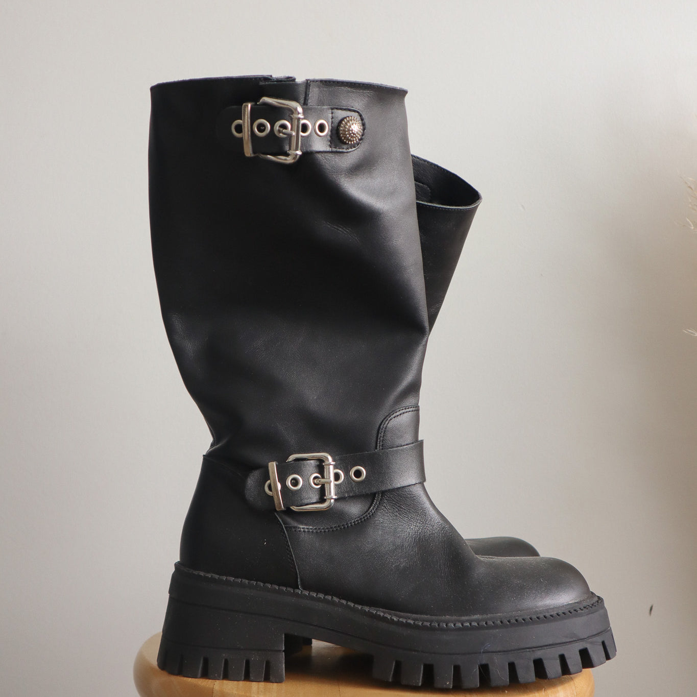Made in Spain x Leather Lugg Moto Boots (7.5)