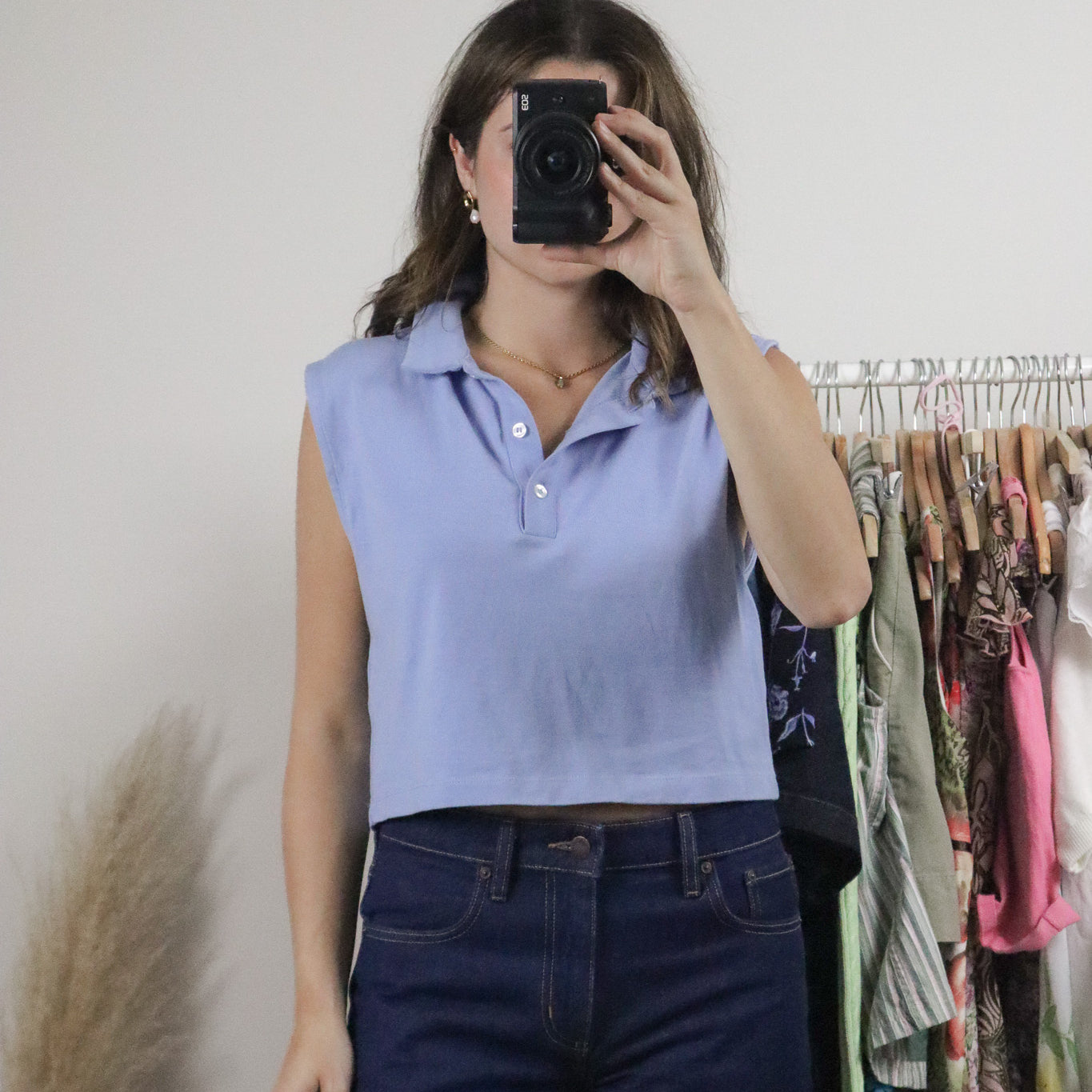 Vintage x Cotton Cropped Collared Tank (S)