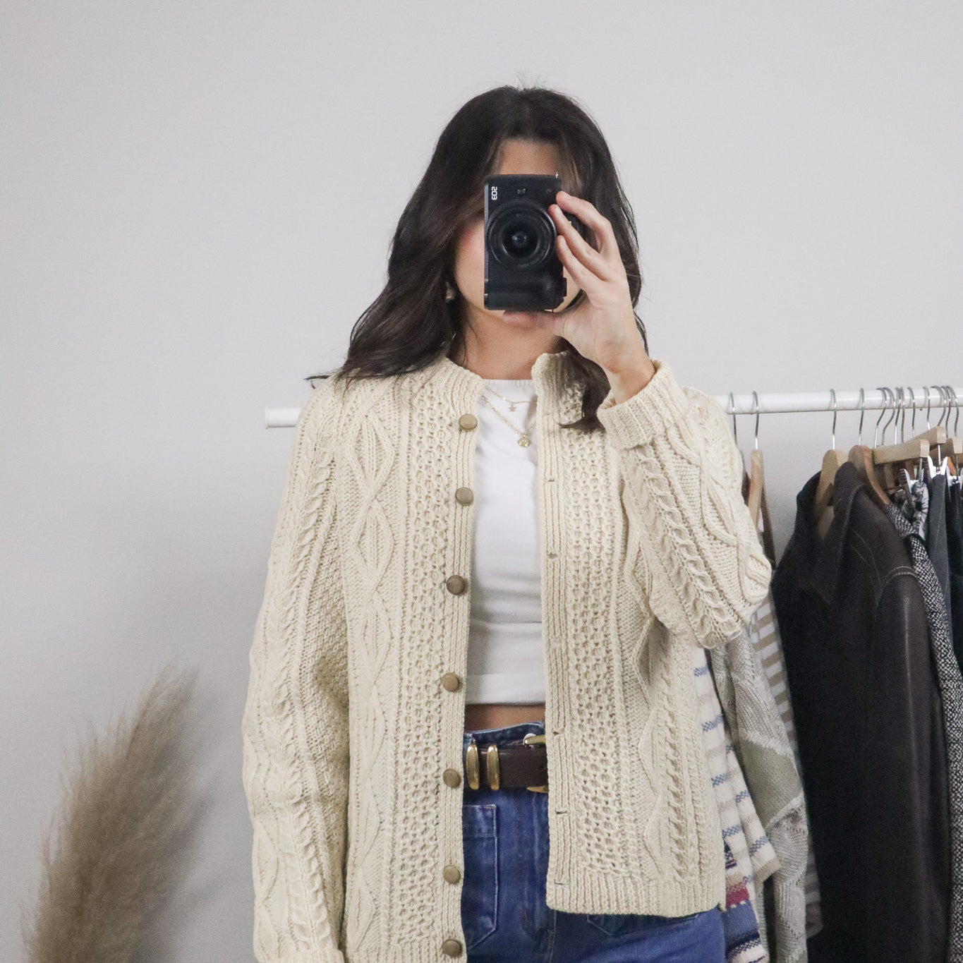 Vintage x Wool Chunky Knit Cardigan (M)