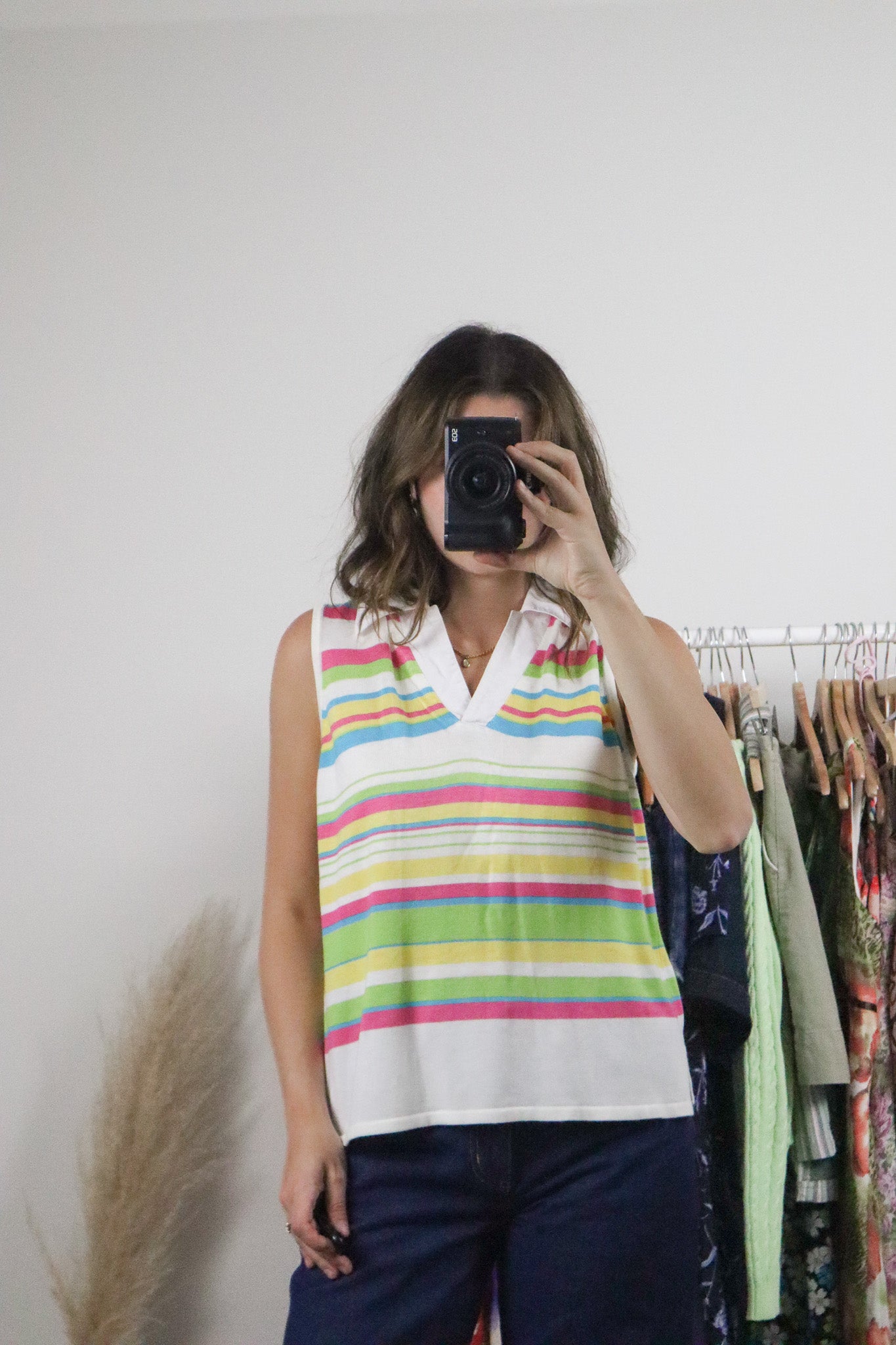 Vintage x Striped Collared Top (M)