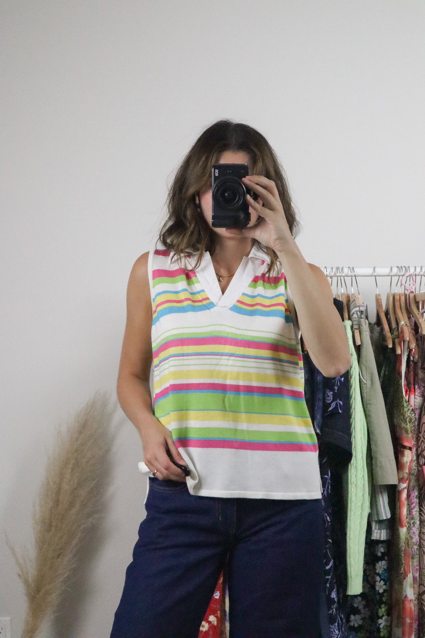 Vintage x Striped Collared Top (M)