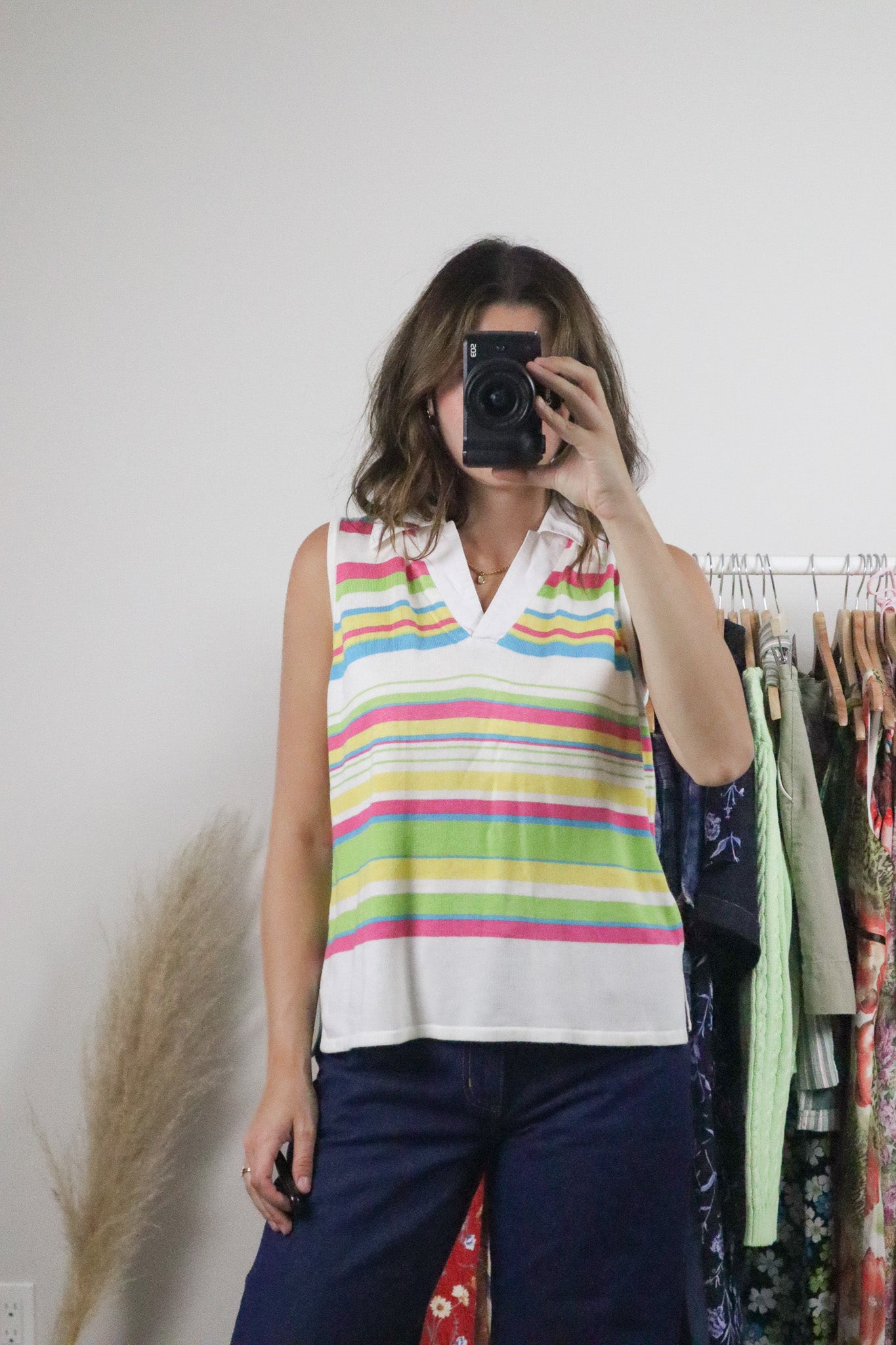 Vintage x Striped Collared Top (M)