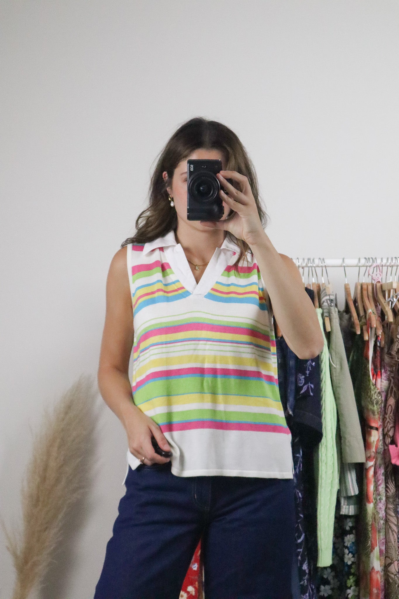 Vintage x Striped Collared Top (M)