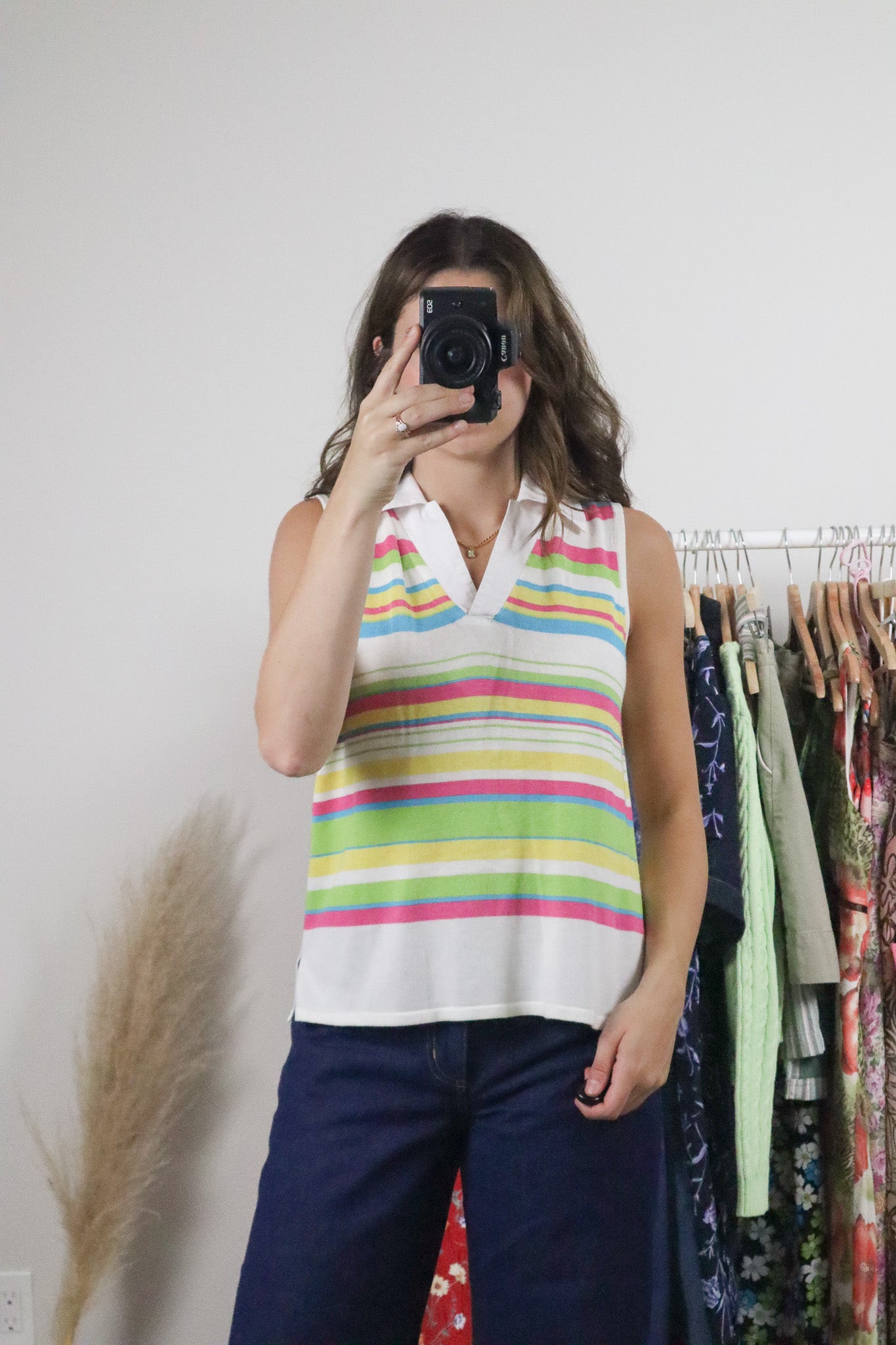 Vintage x Striped Collared Top (M)