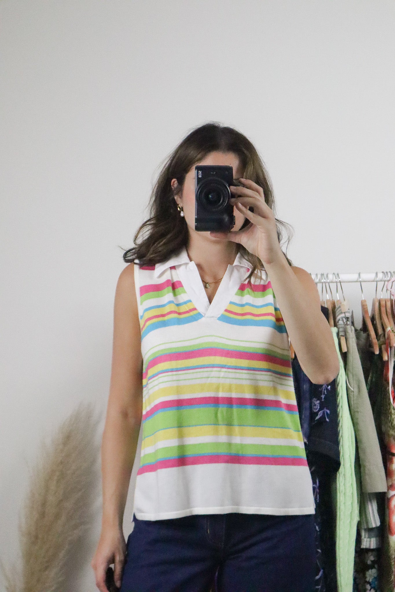 Vintage x Striped Collared Top (M)