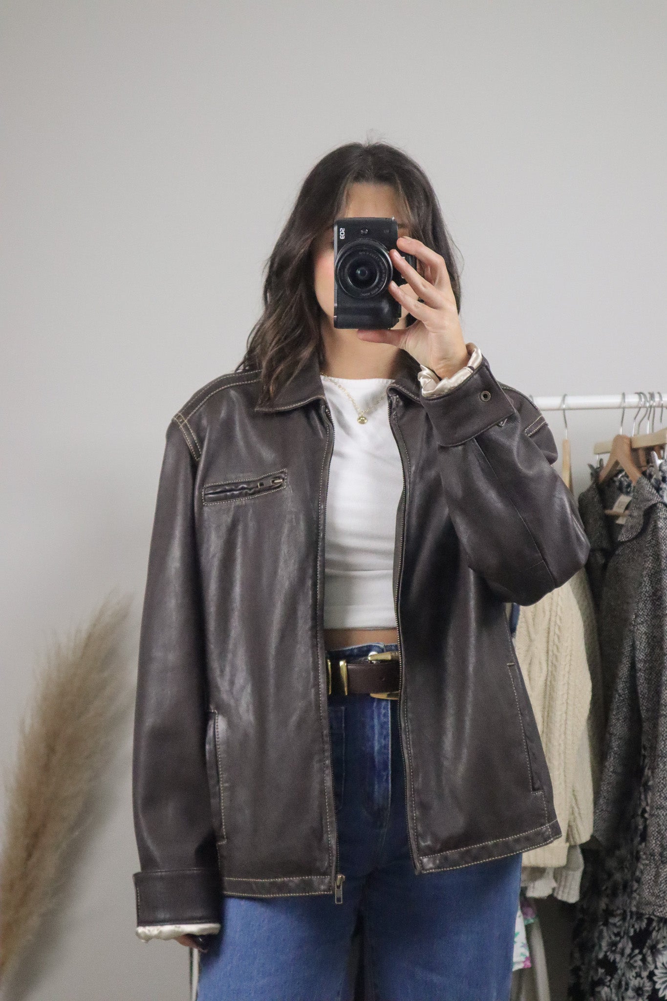 Vintage x Danier x Collared Leather Jacket (L)