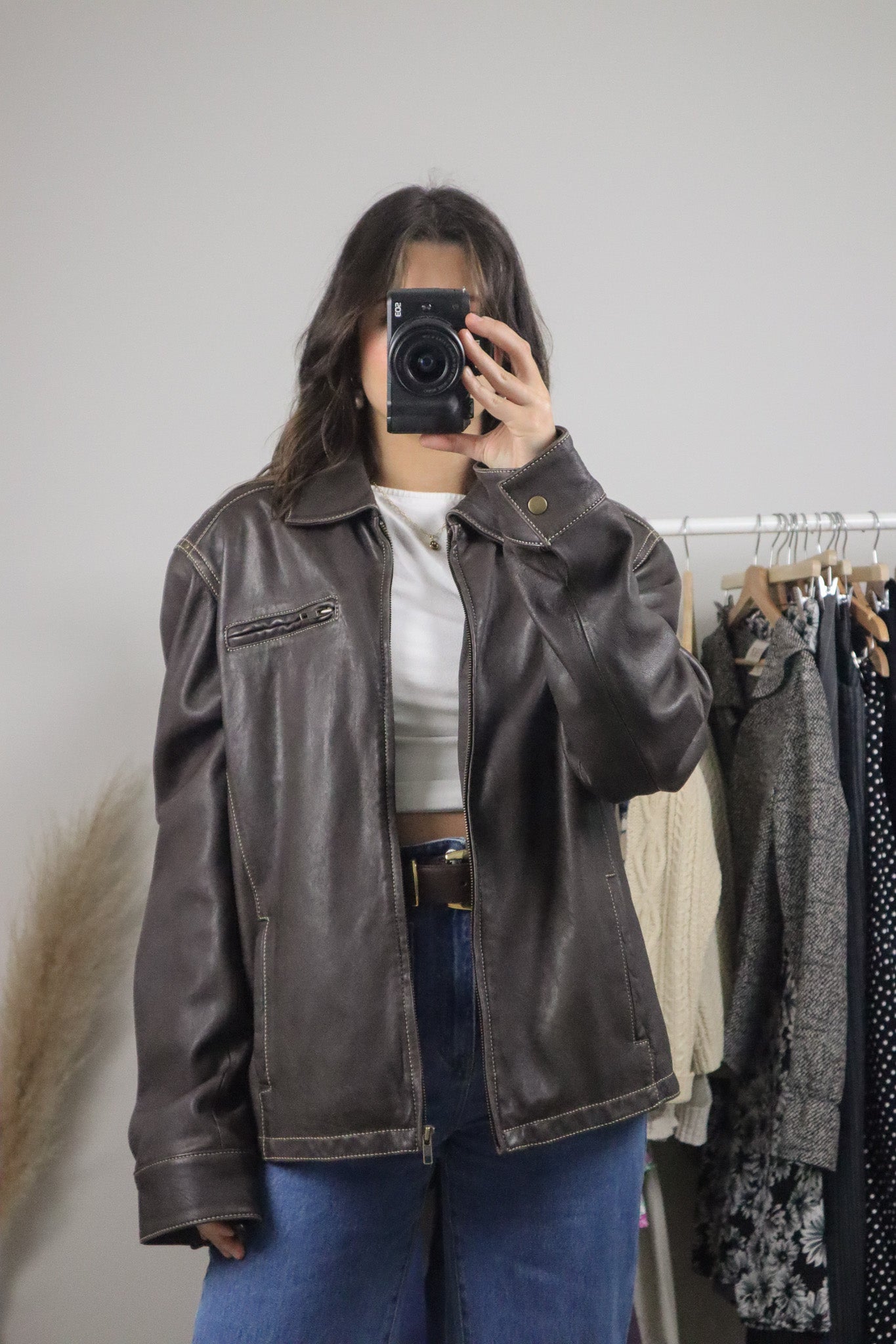 Vintage x Danier x Collared Leather Jacket (L)