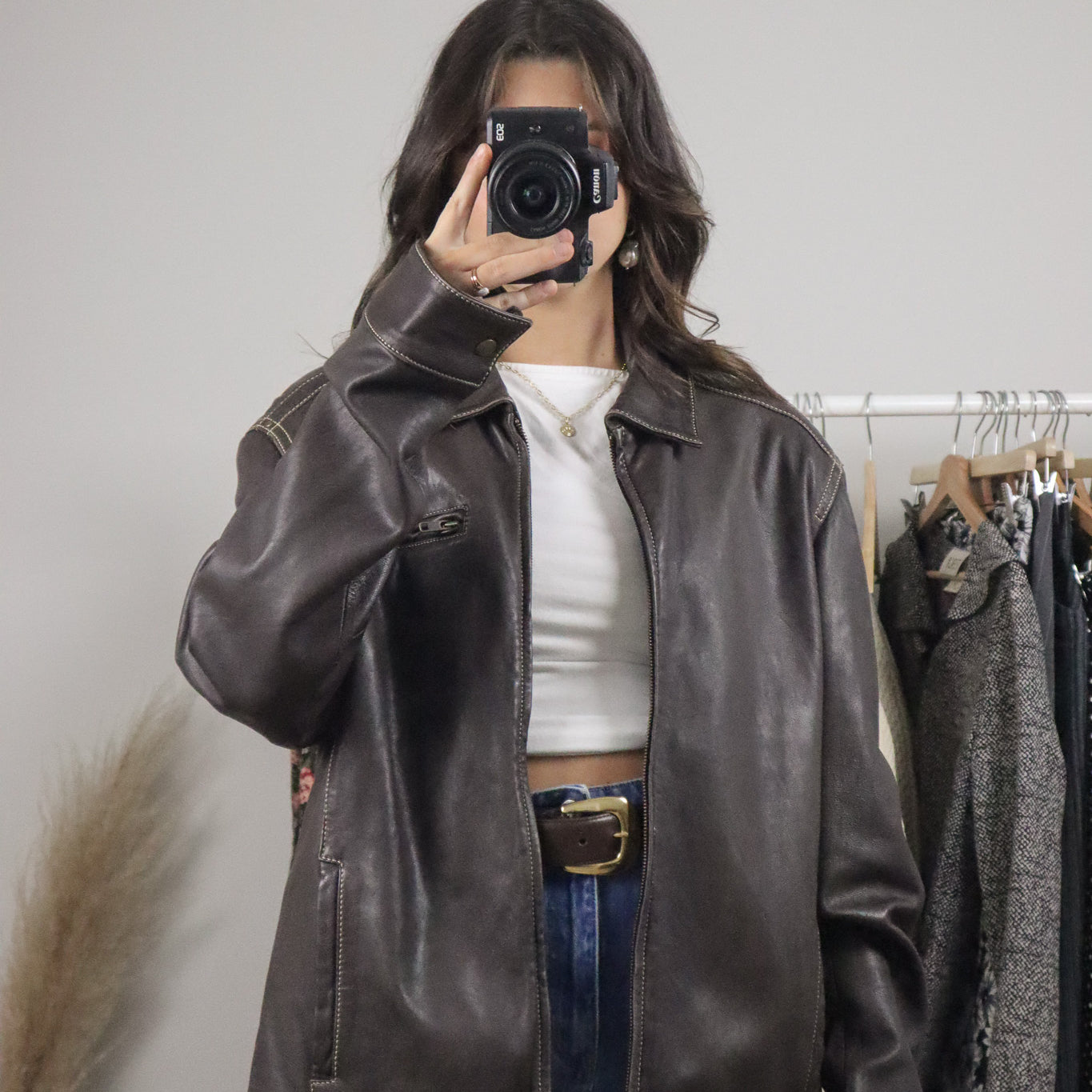 Vintage x Danier x Collared Leather Jacket (L)