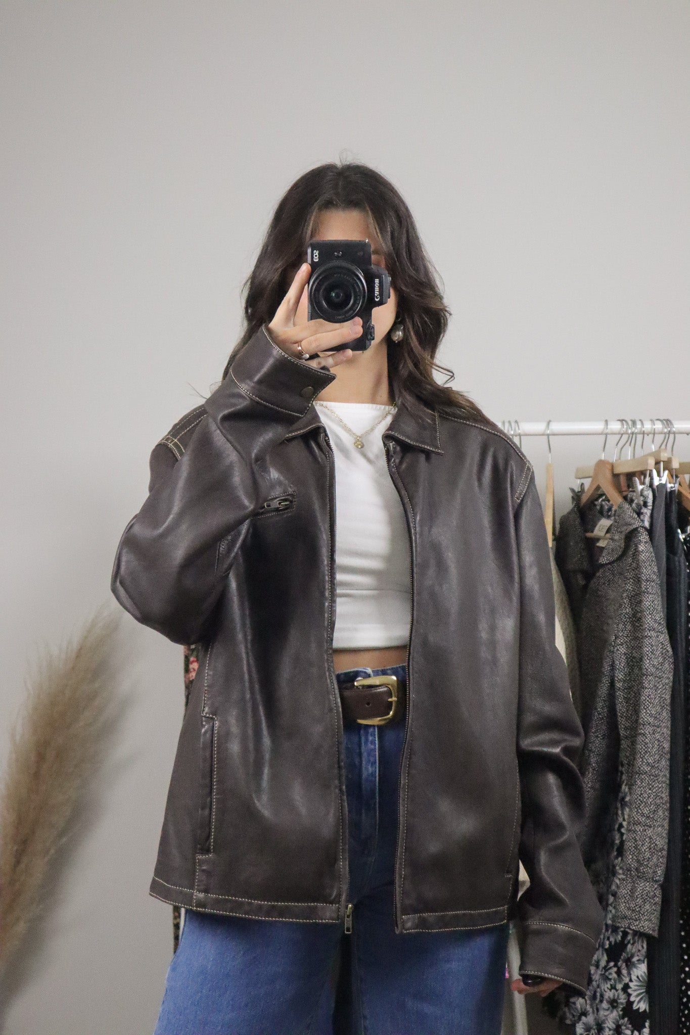 Vintage x Danier x Collared Leather Jacket (L)
