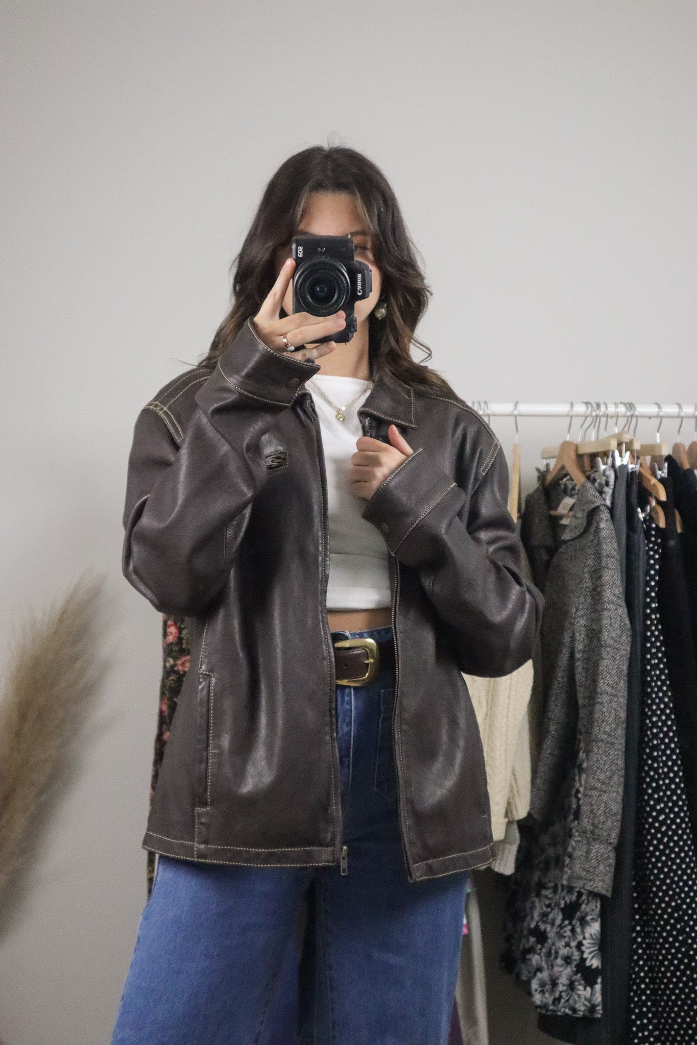 Vintage x Danier x Collared Leather Jacket (L)