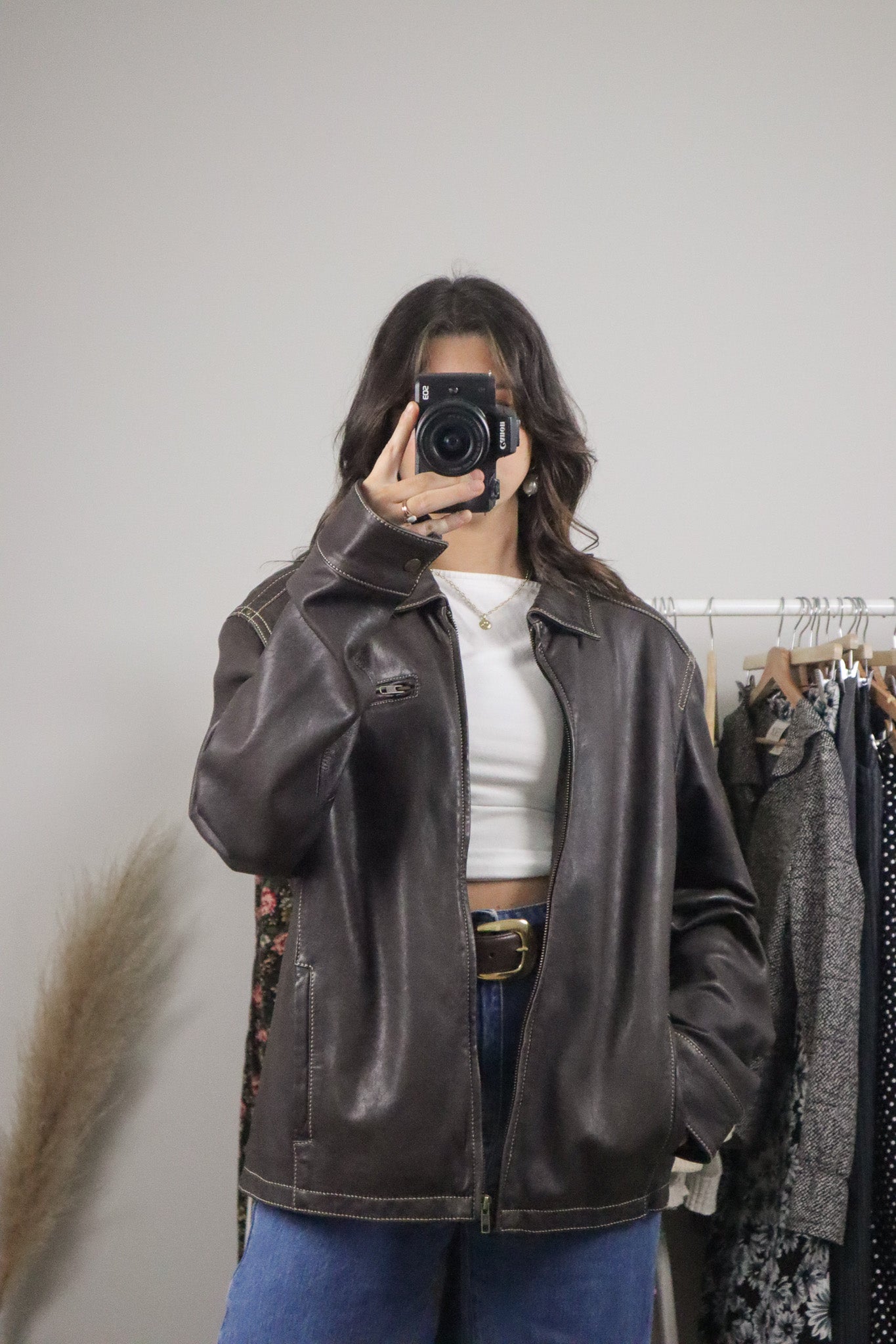 Vintage x Danier x Collared Leather Jacket (L)