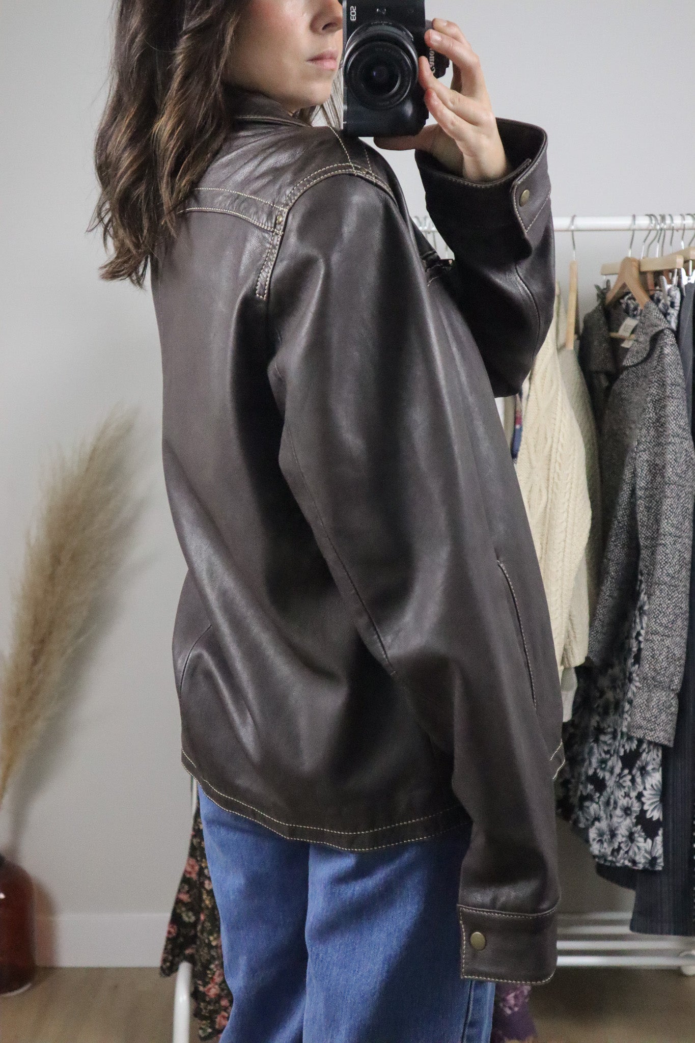 Vintage x Danier x Collared Leather Jacket (L)