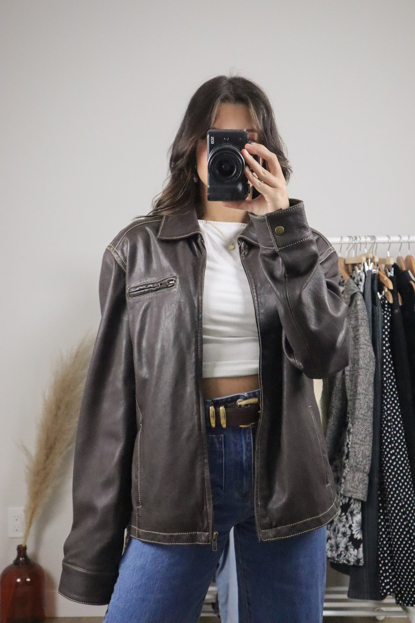 Vintage x Danier x Collared Leather Jacket (L)
