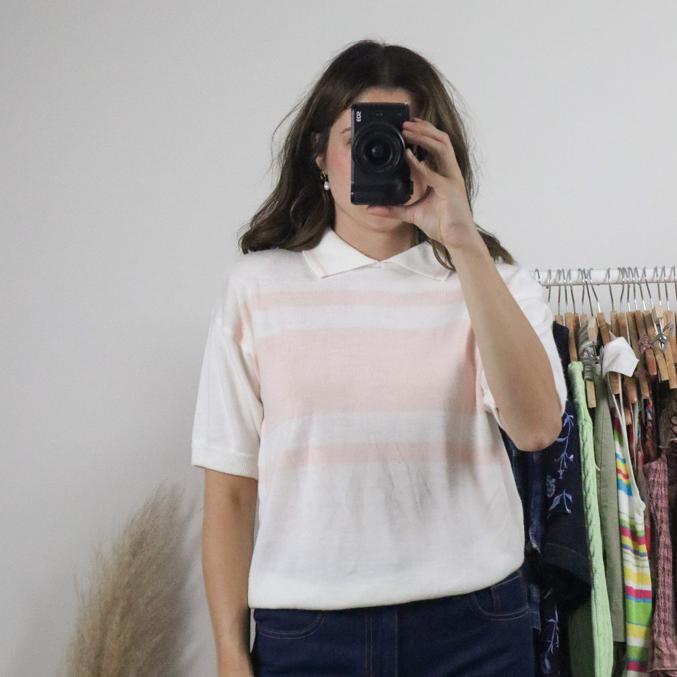 Vintage x Collared Striped Top (M)