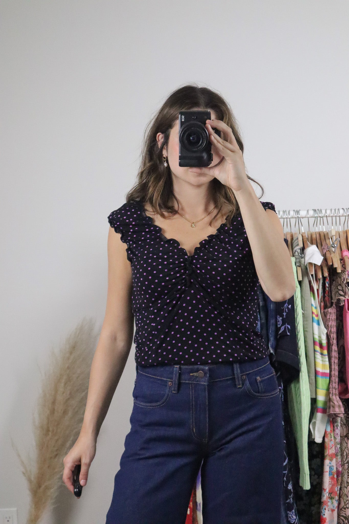 Made in Canada x Vintage x Polka Dot Milkmaid Top (L)