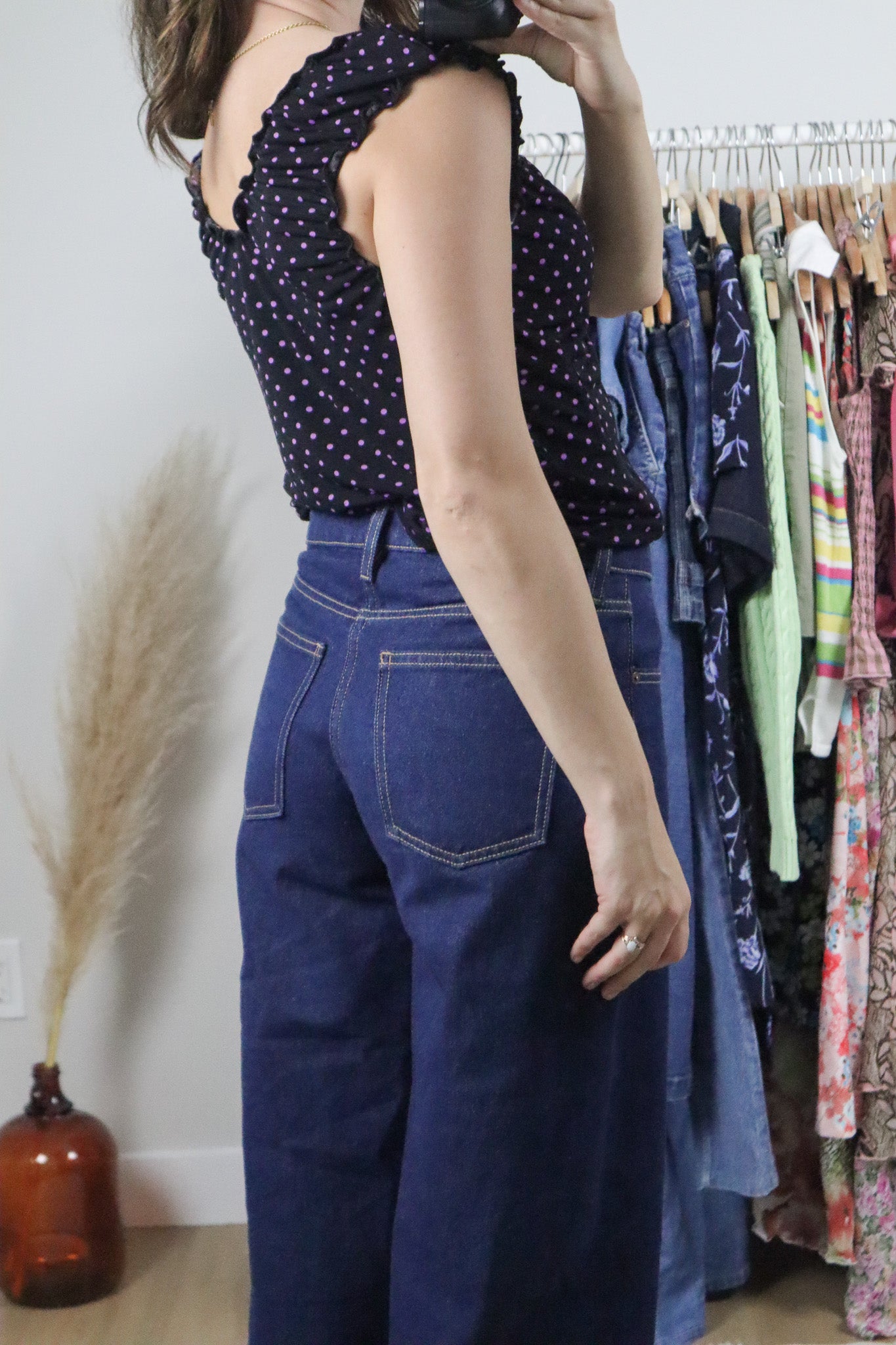 Made in Canada x Vintage x Polka Dot Milkmaid Top (L)