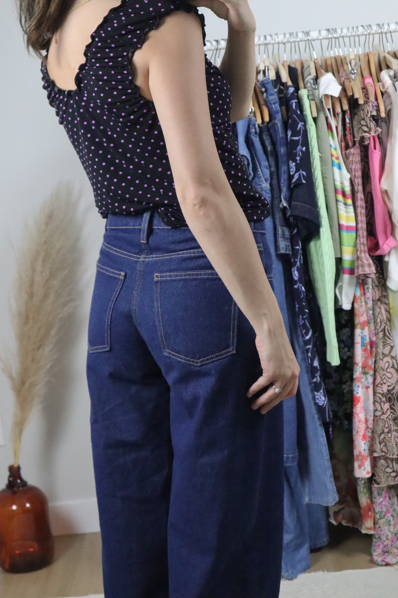 Made in Canada x Vintage x Polka Dot Milkmaid Top (L)