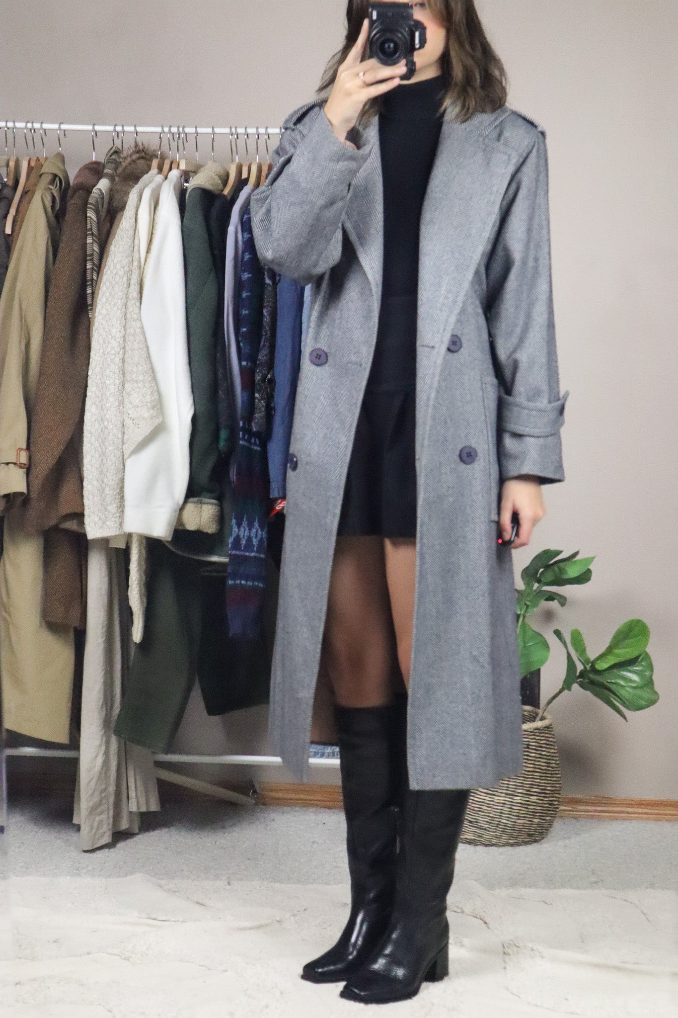 Vintage x Wool Herringbone Coat (M)