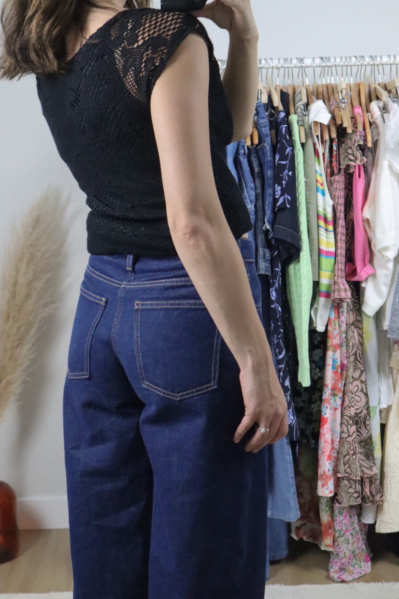 Made in Canada x Vintage x Lace Short-Sleeve Knit (M)