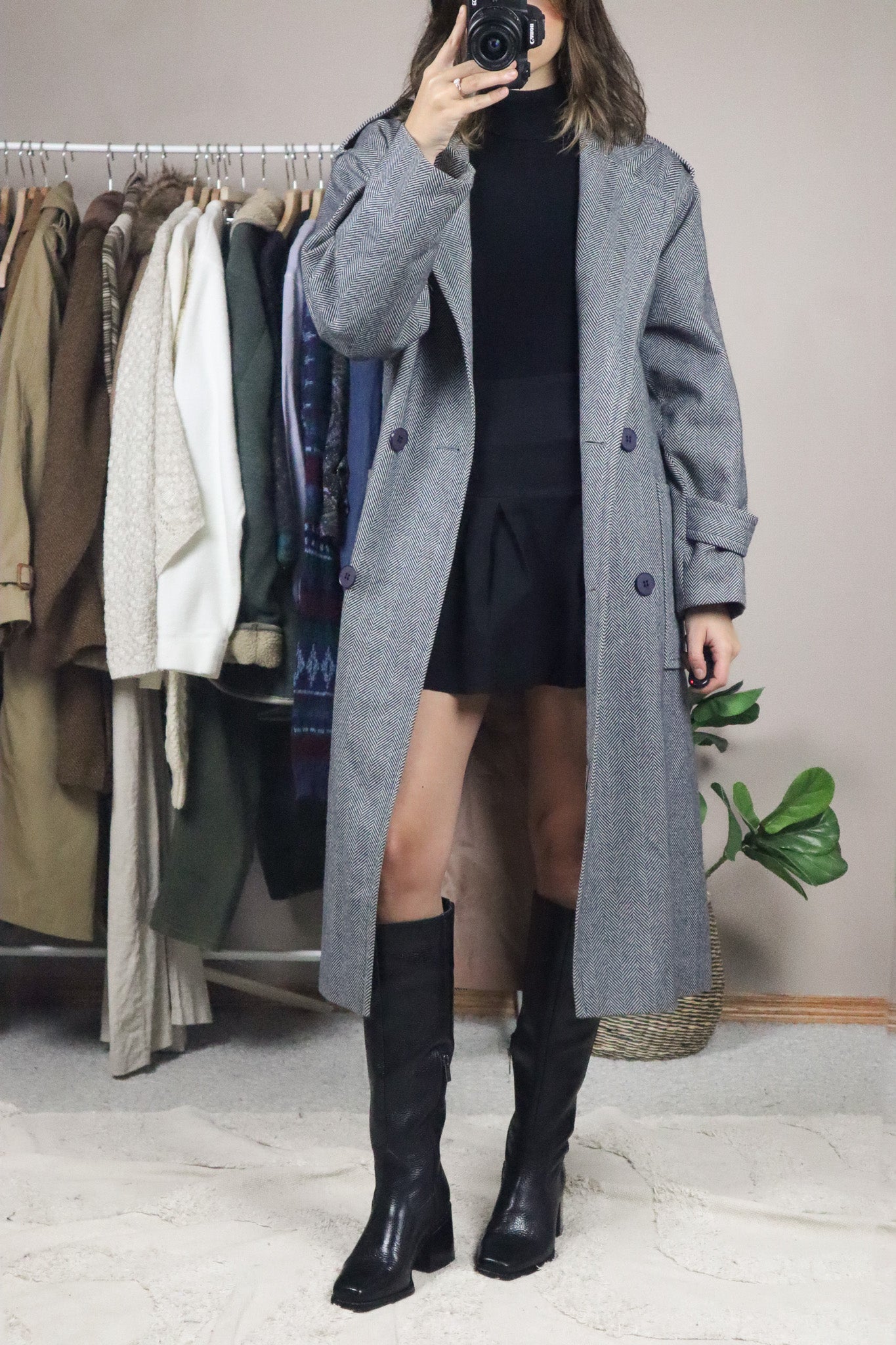 Vintage x Wool Herringbone Coat (M)