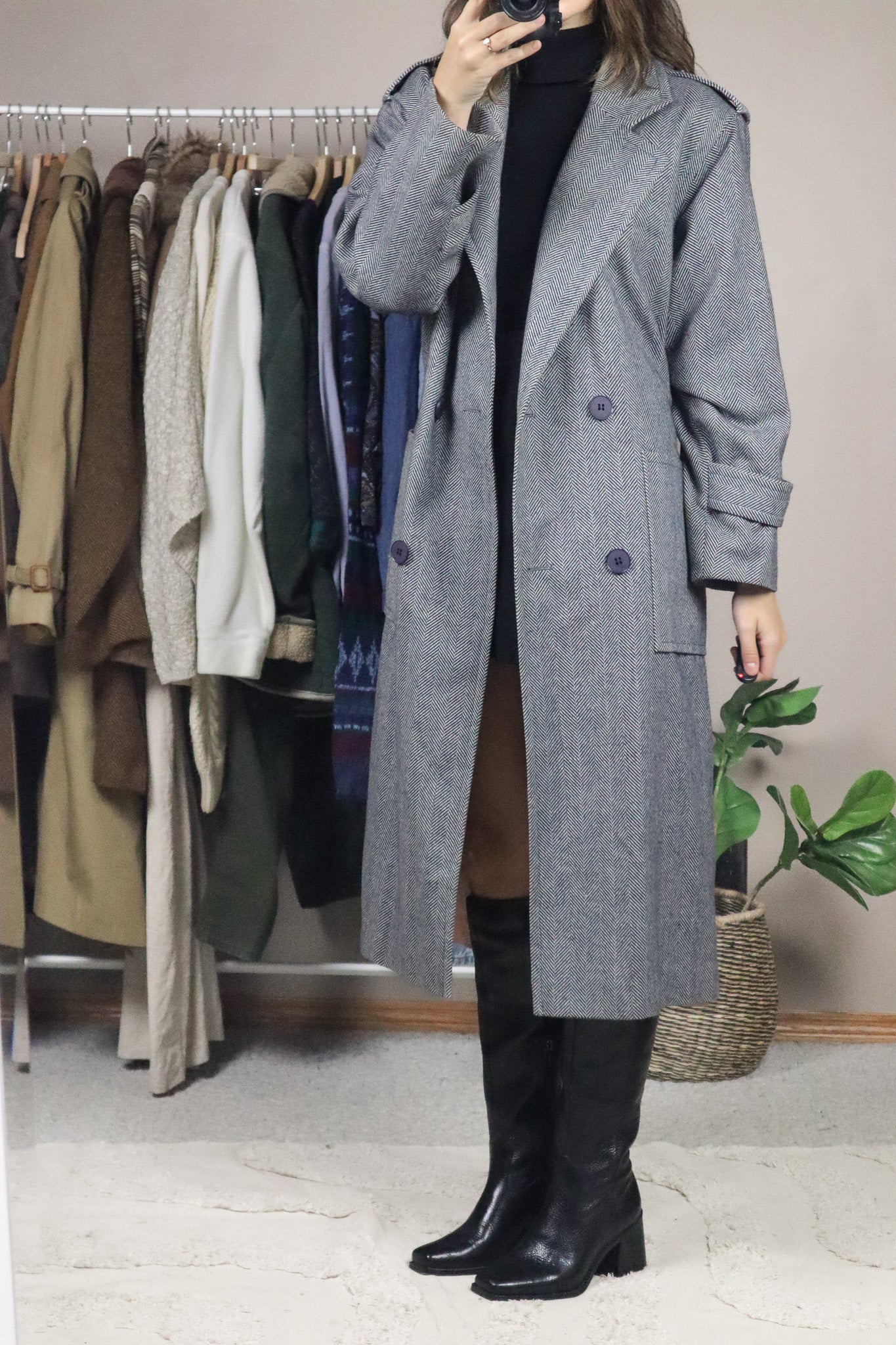Vintage x Wool Herringbone Coat (M)
