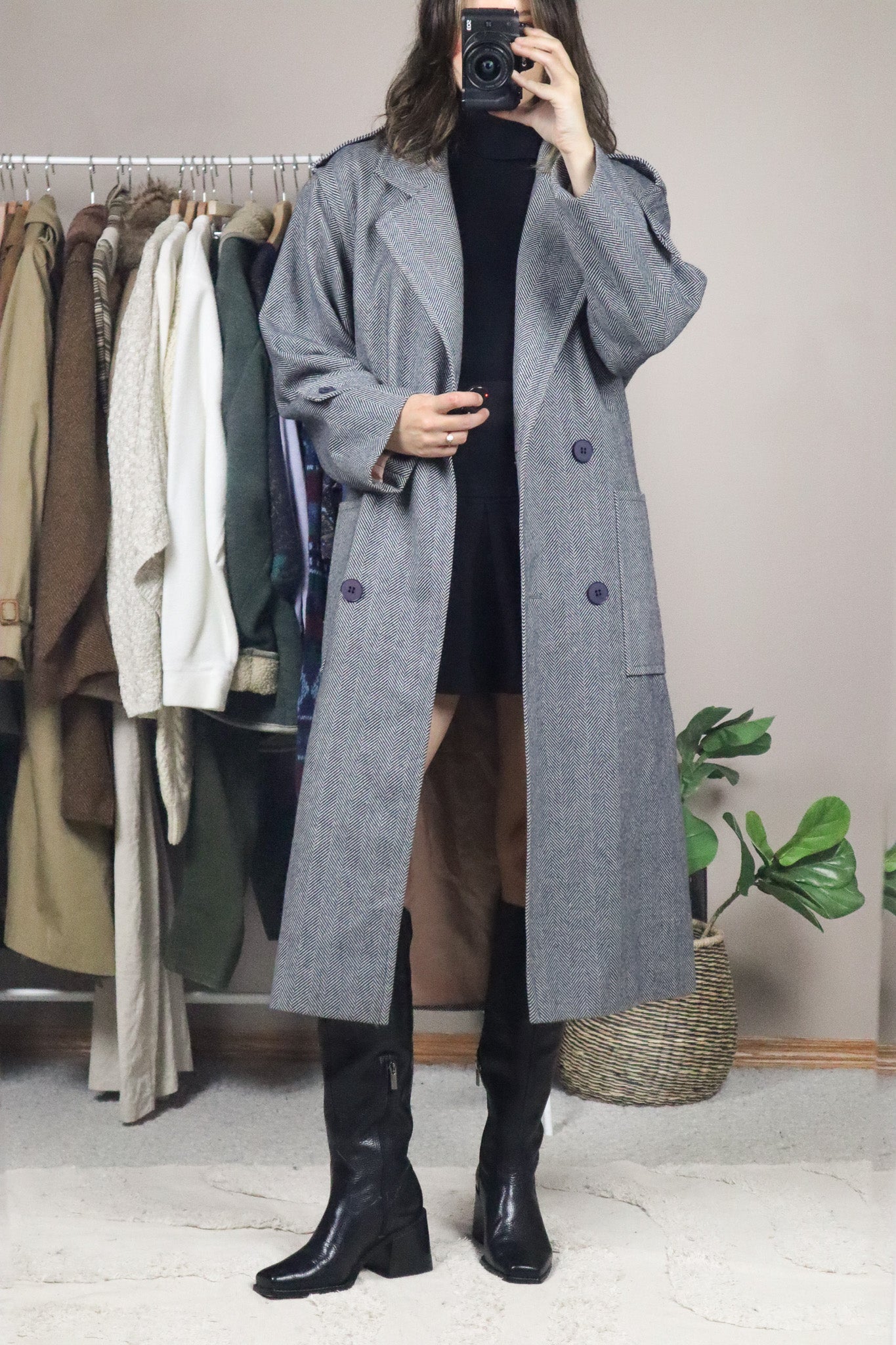 Vintage x Wool Herringbone Coat (M)