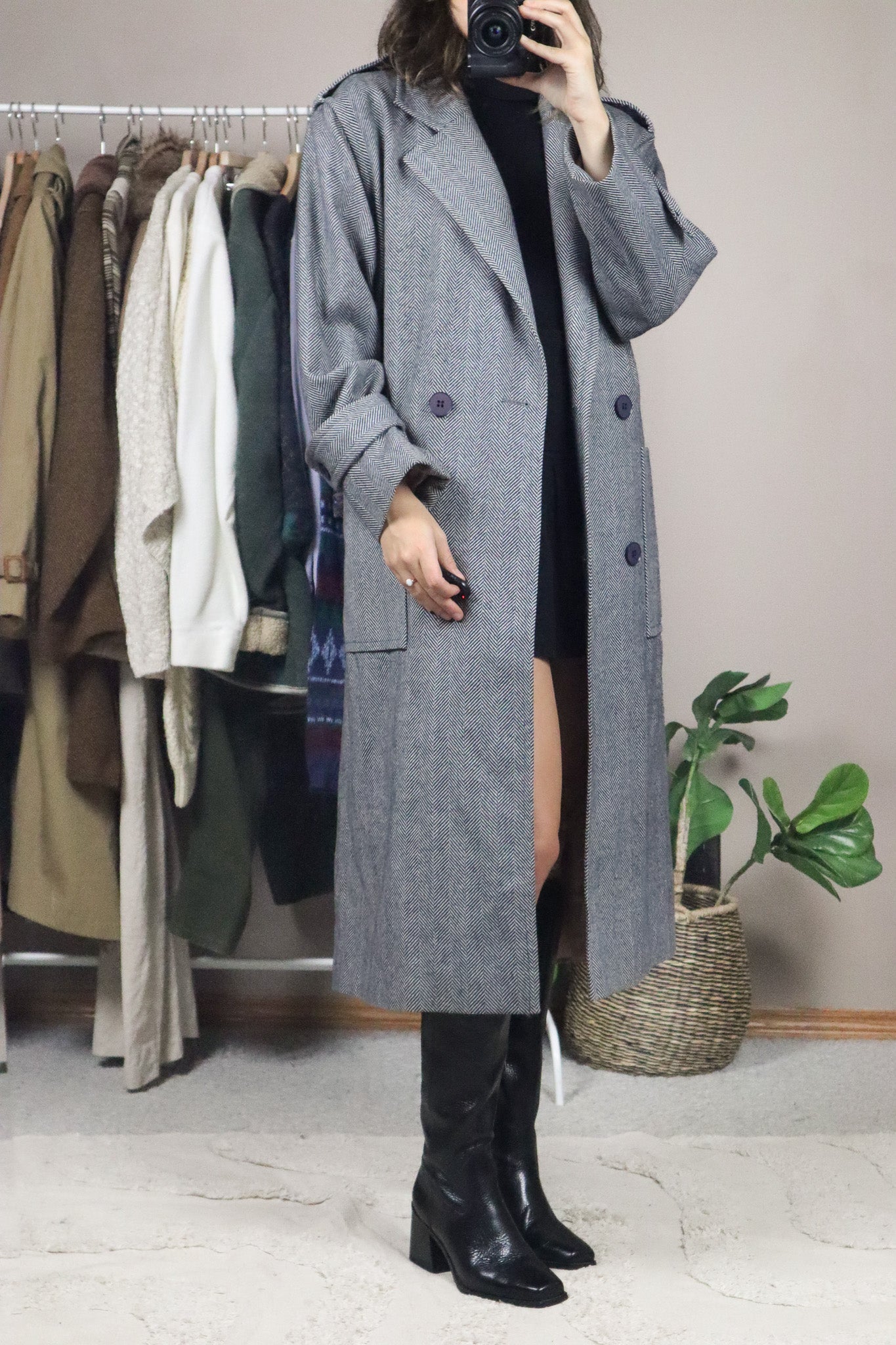 Vintage x Wool Herringbone Coat (M)