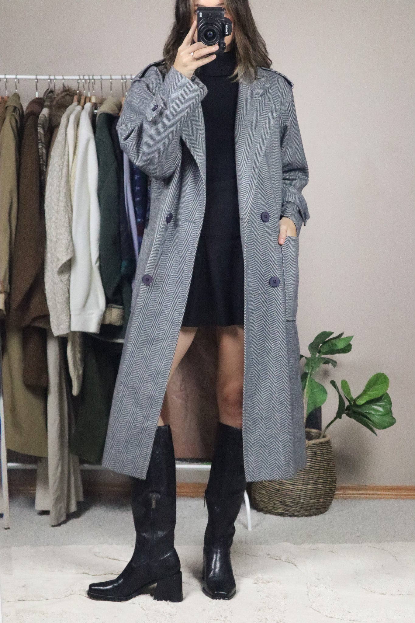 Vintage x Wool Herringbone Coat (M)