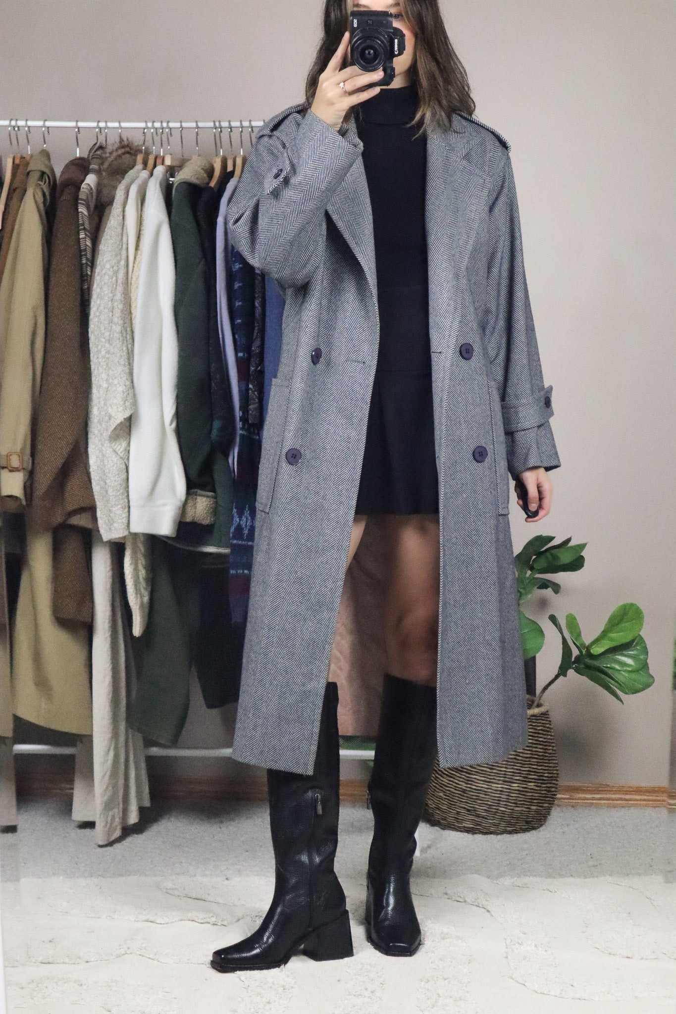 Vintage x Wool Herringbone Coat (M)