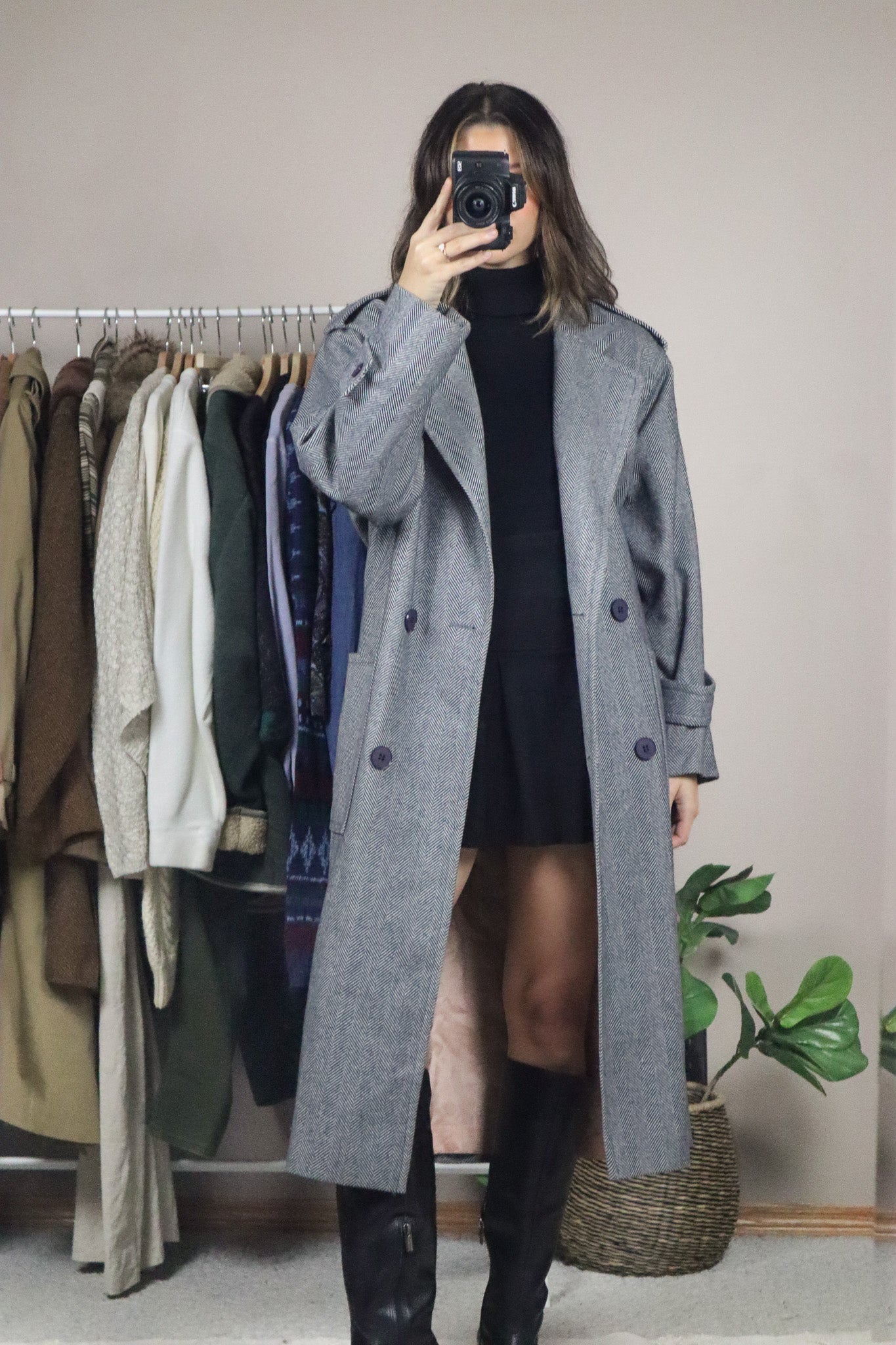 Vintage x Wool Herringbone Coat (M)