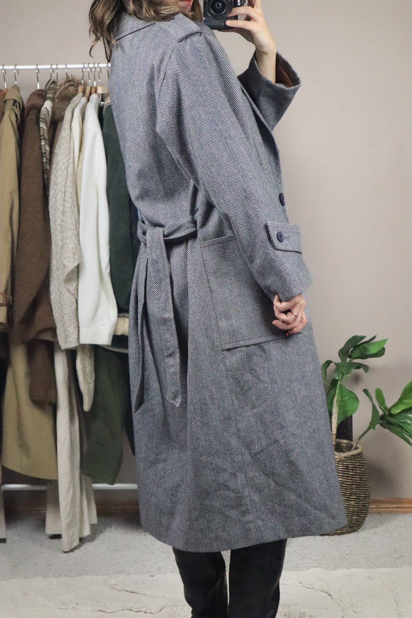 Vintage x Wool Herringbone Coat (M)