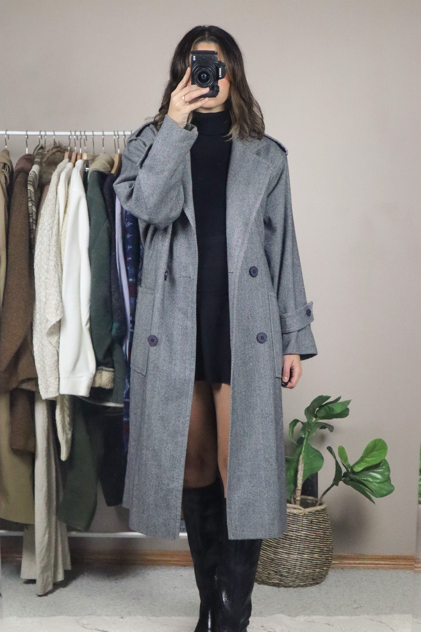 Vintage x Wool Herringbone Coat (M)