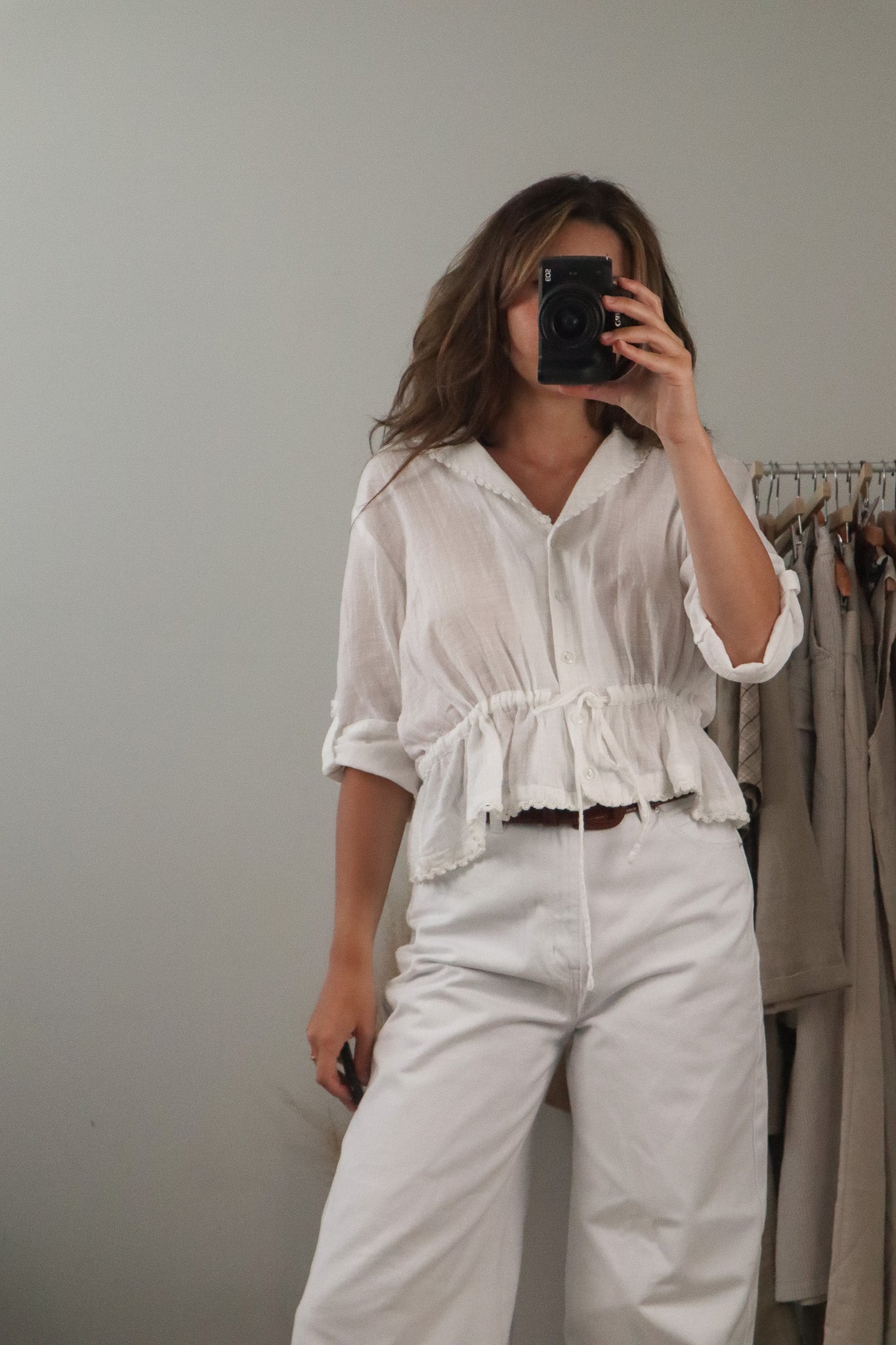 Vintage x Collared Button Up Blouse (M/L)