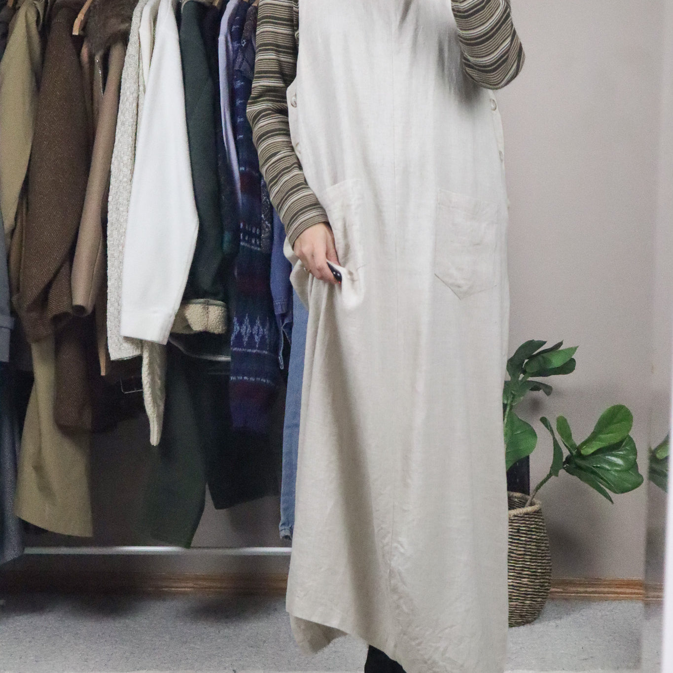 Made in Canada x Vintage x Linen Blend Dress (10/12)