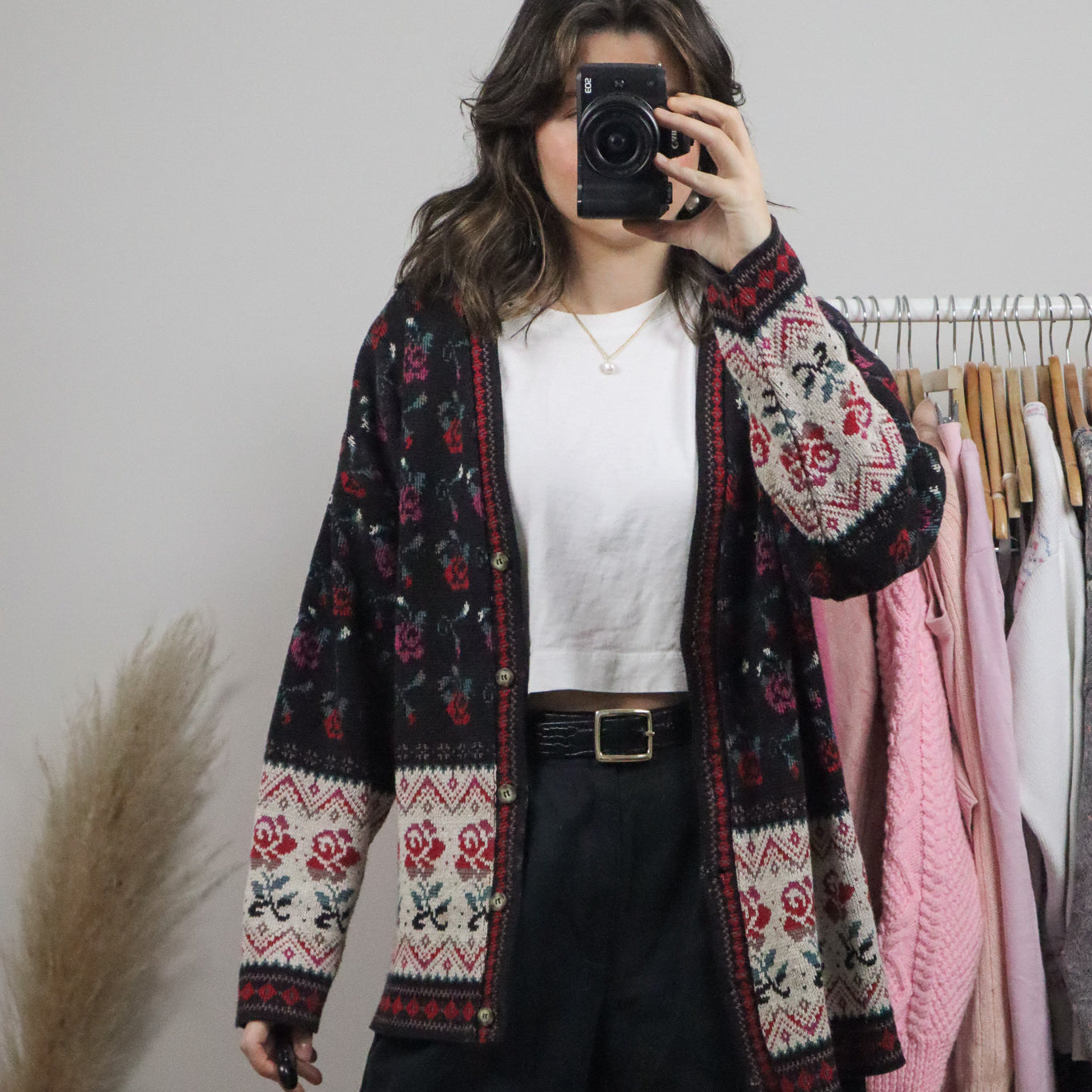Vintage x Knit Flower Cardigan (M/L)