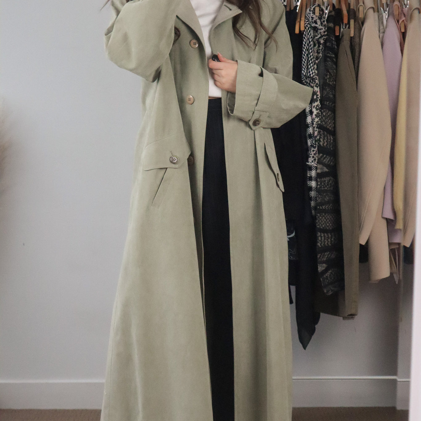 Vintage x Suede Like Trench Coat (M)