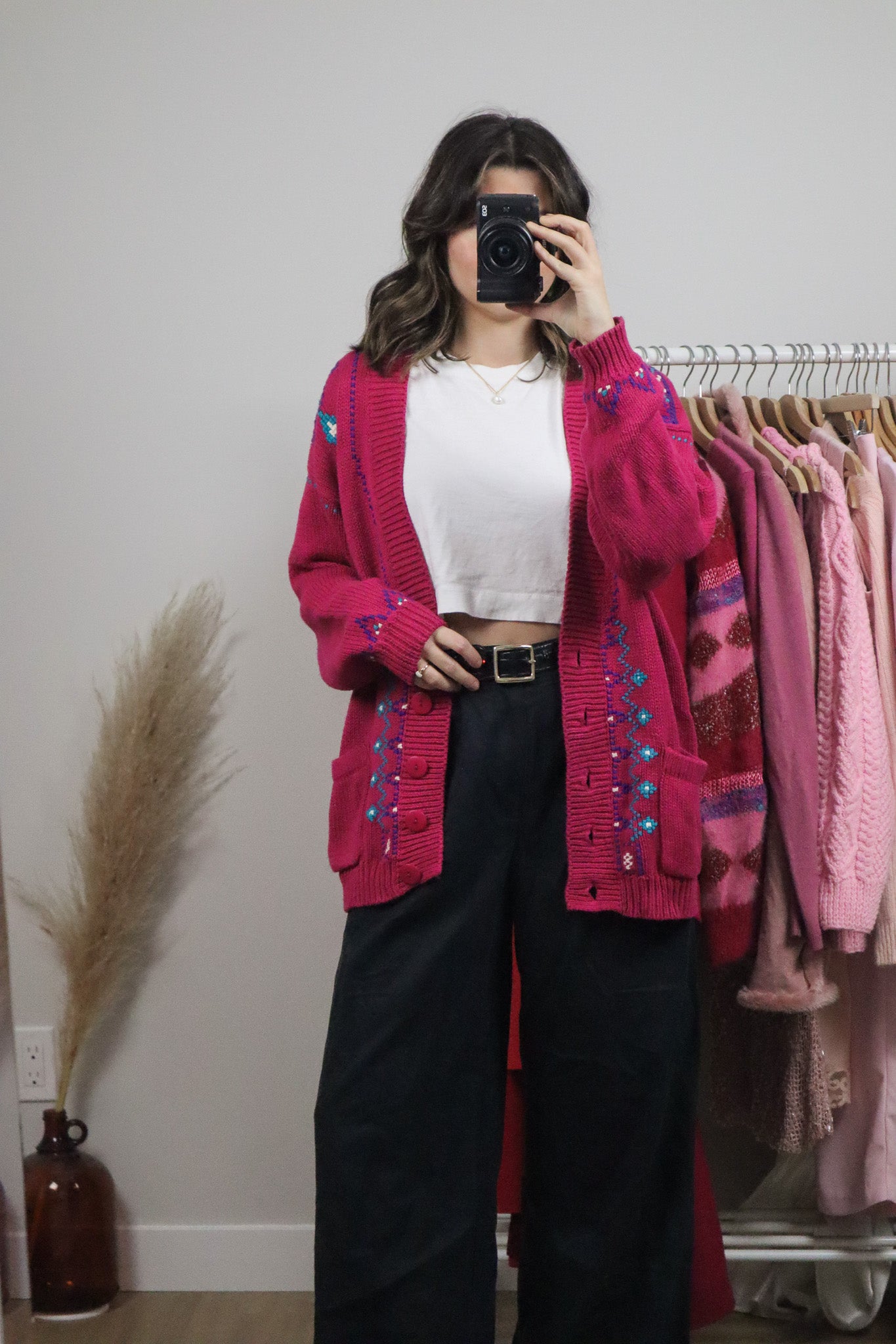 Vintage x Cotton Patterned Cardigan (L)