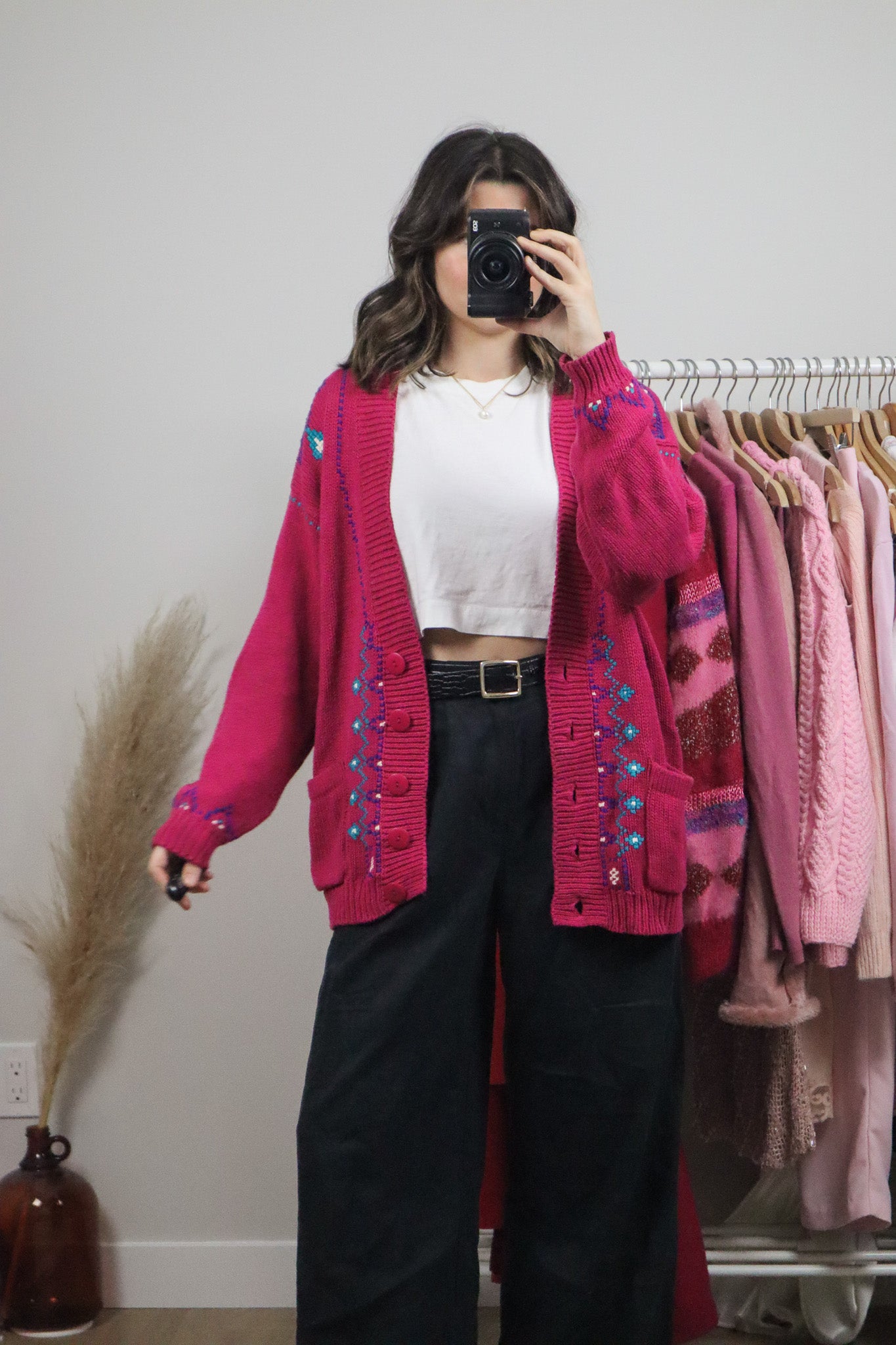 Vintage x Cotton Patterned Cardigan (L)