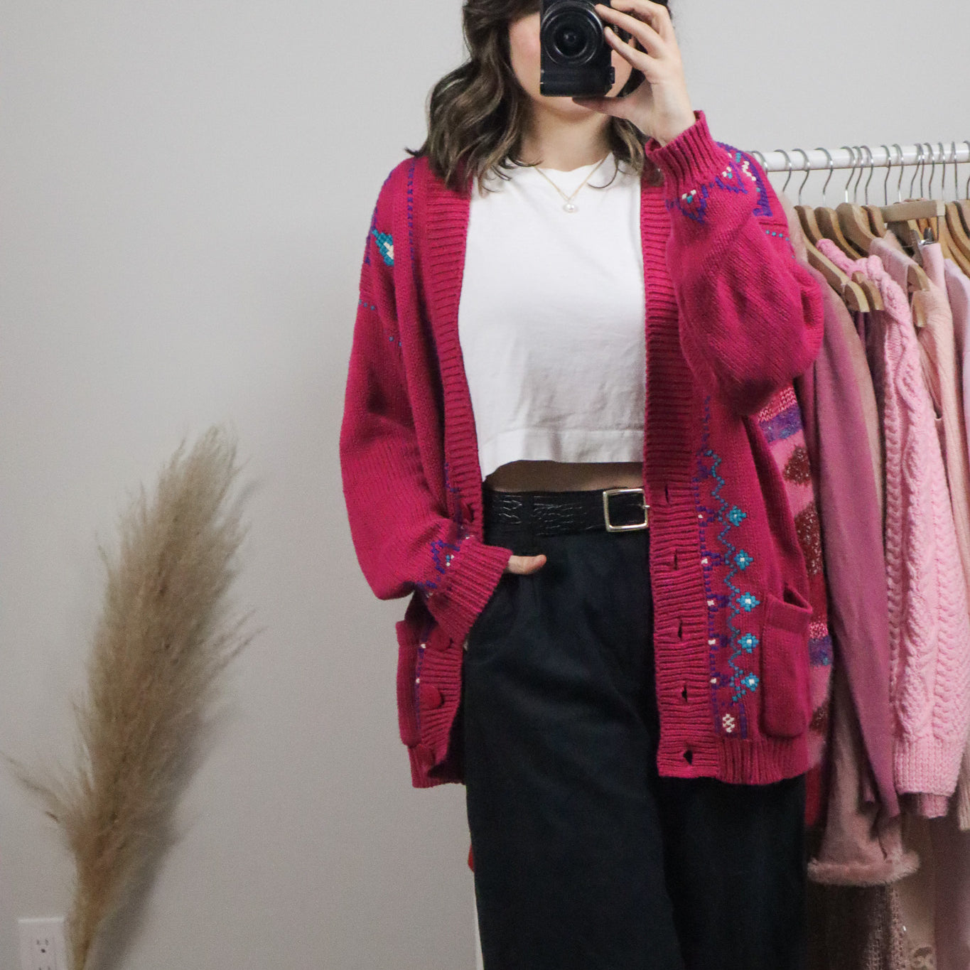 Vintage x Cotton Patterned Cardigan (L)