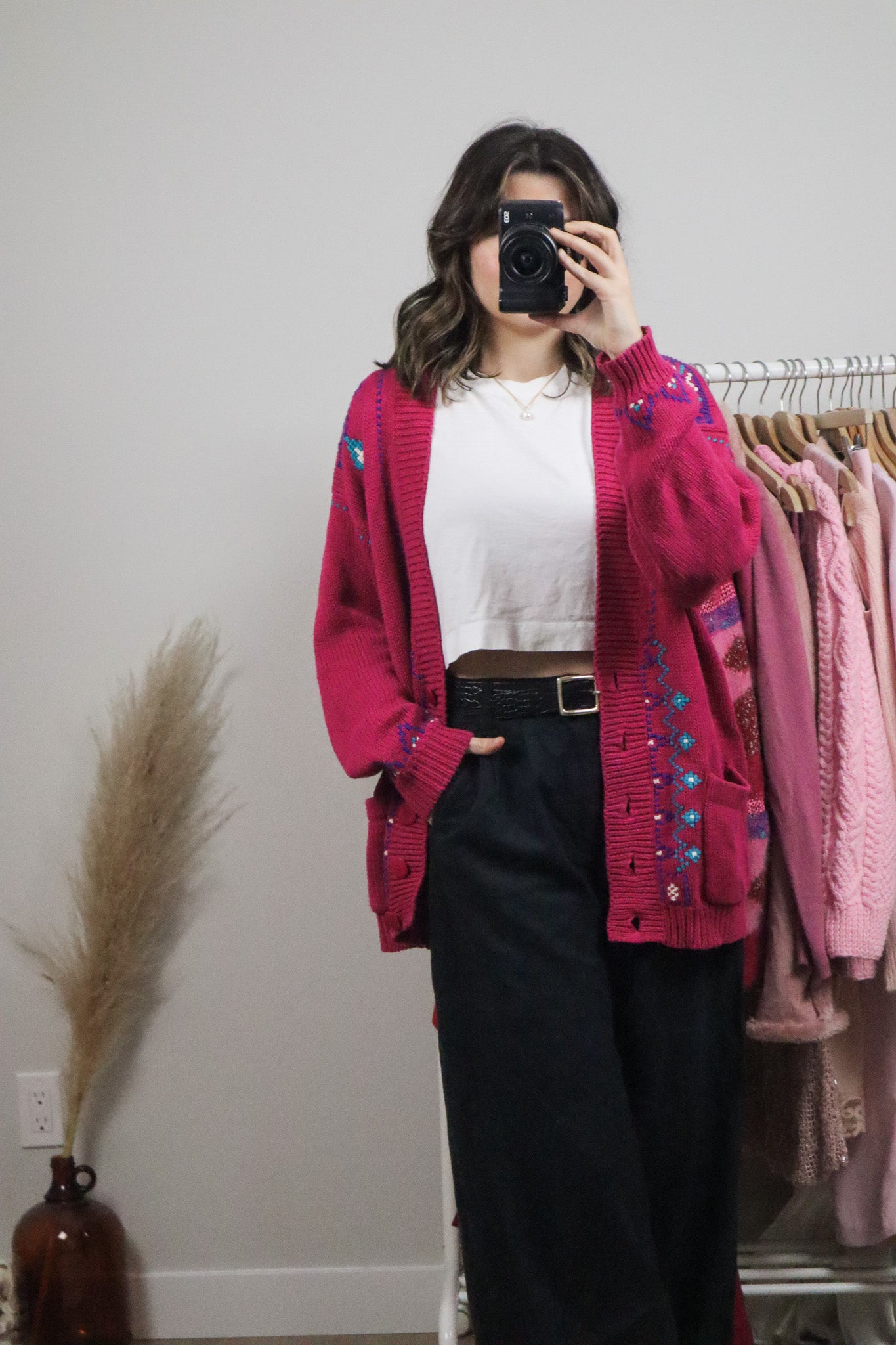 Vintage x Cotton Patterned Cardigan (L)