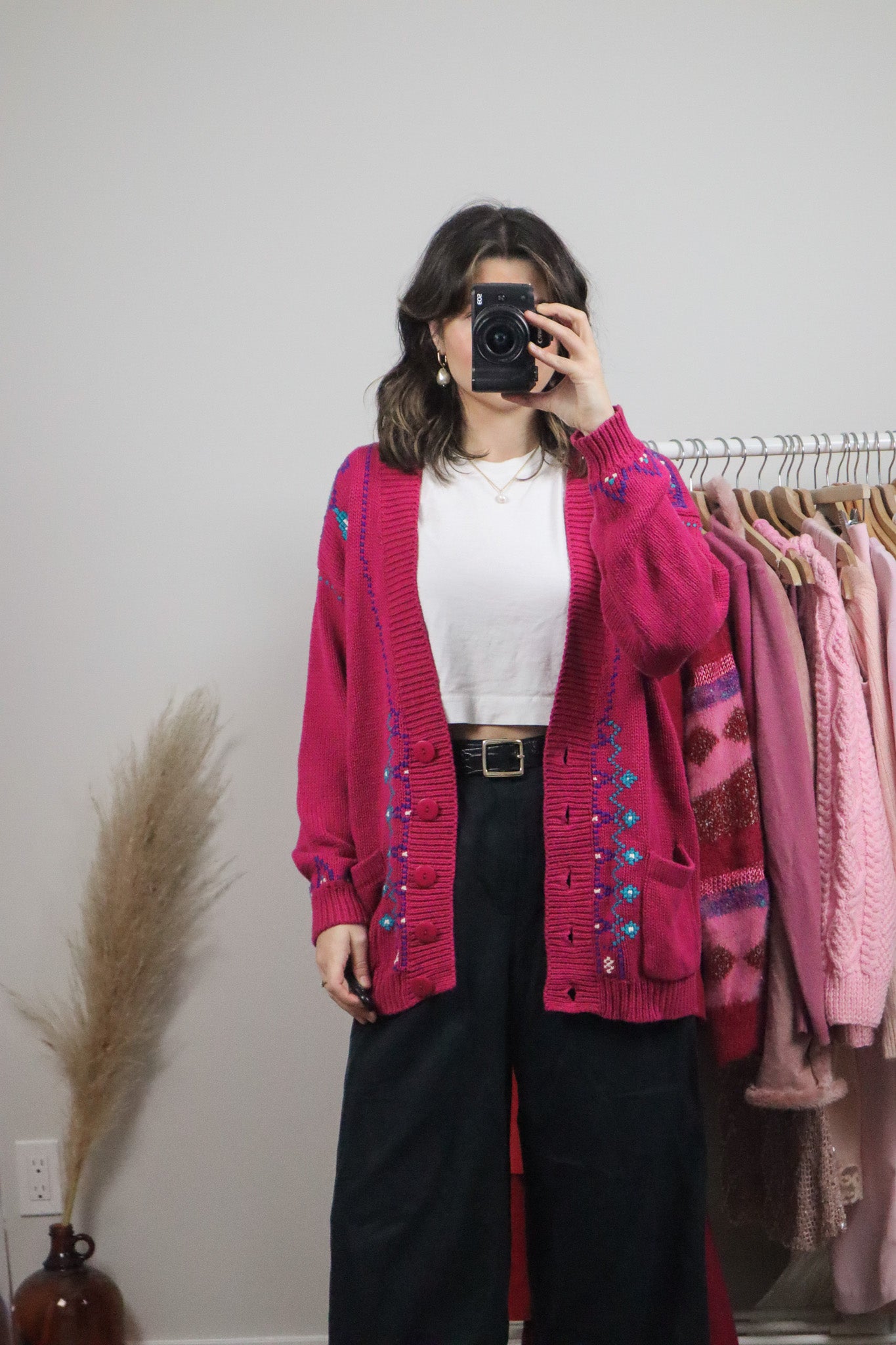 Vintage x Cotton Patterned Cardigan (L)