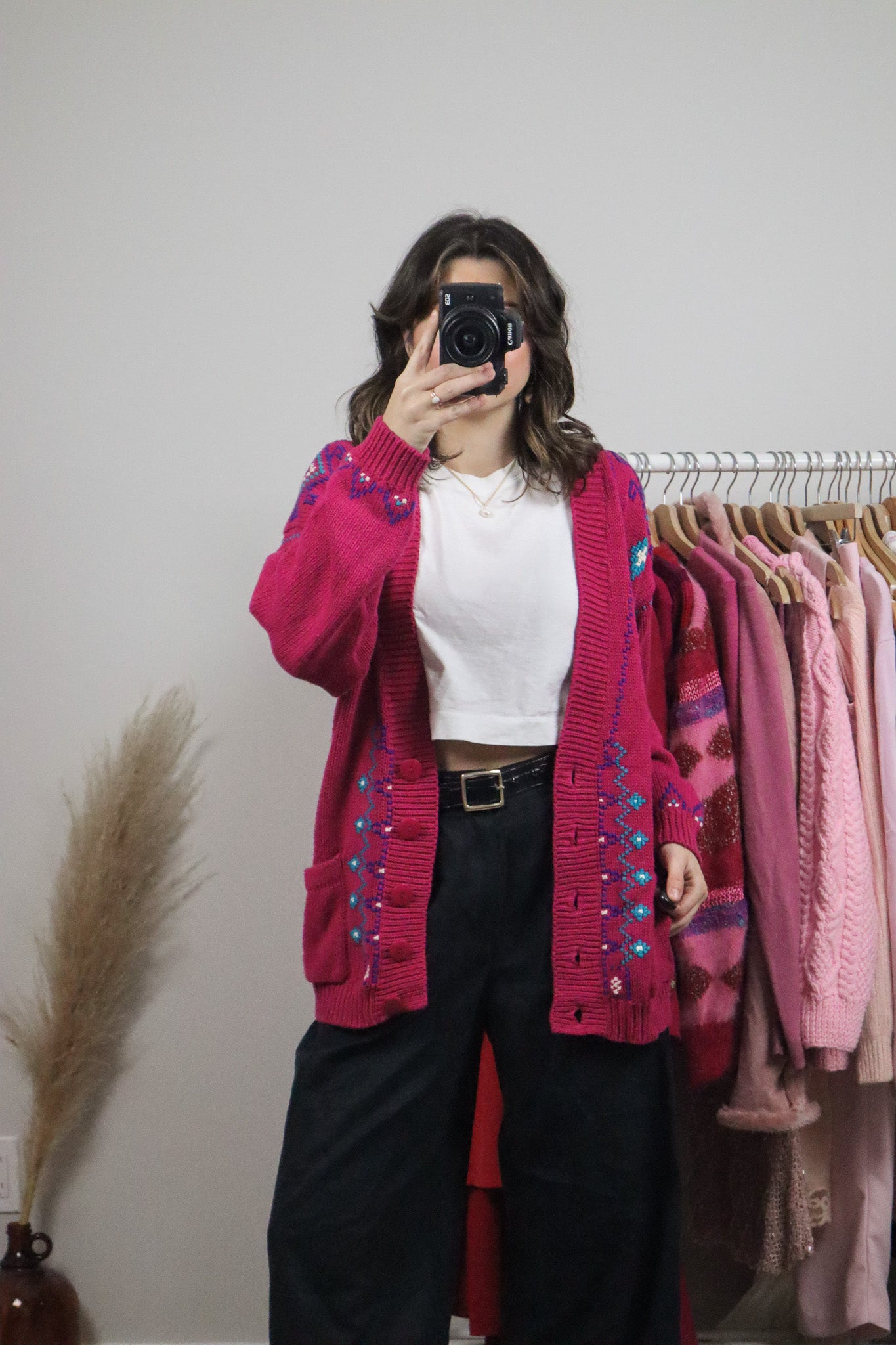 Vintage x Cotton Patterned Cardigan (L)