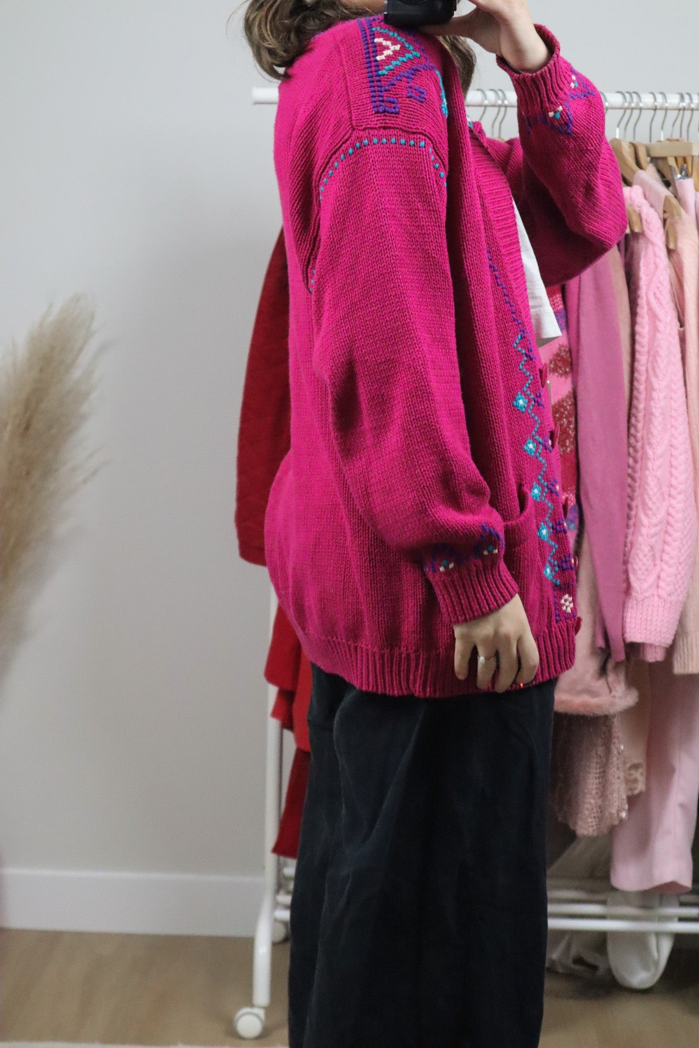 Vintage x Cotton Patterned Cardigan (L)