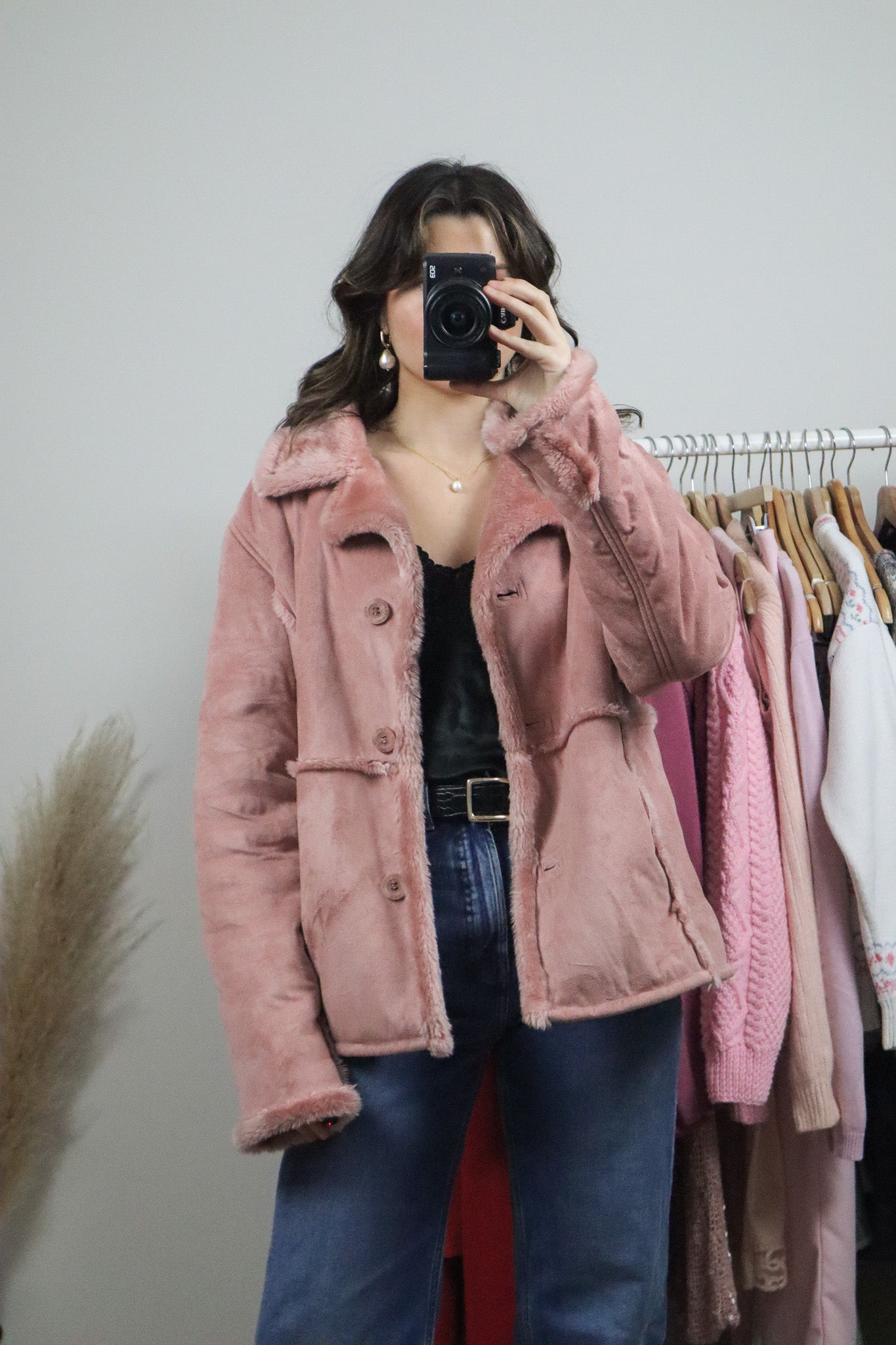 Vintage x Faux Suede/Faux Fur Coat (M)