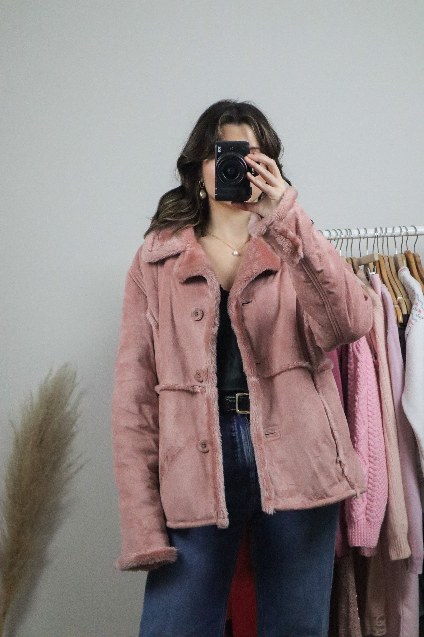 Vintage x Faux Suede/Faux Fur Coat (M)