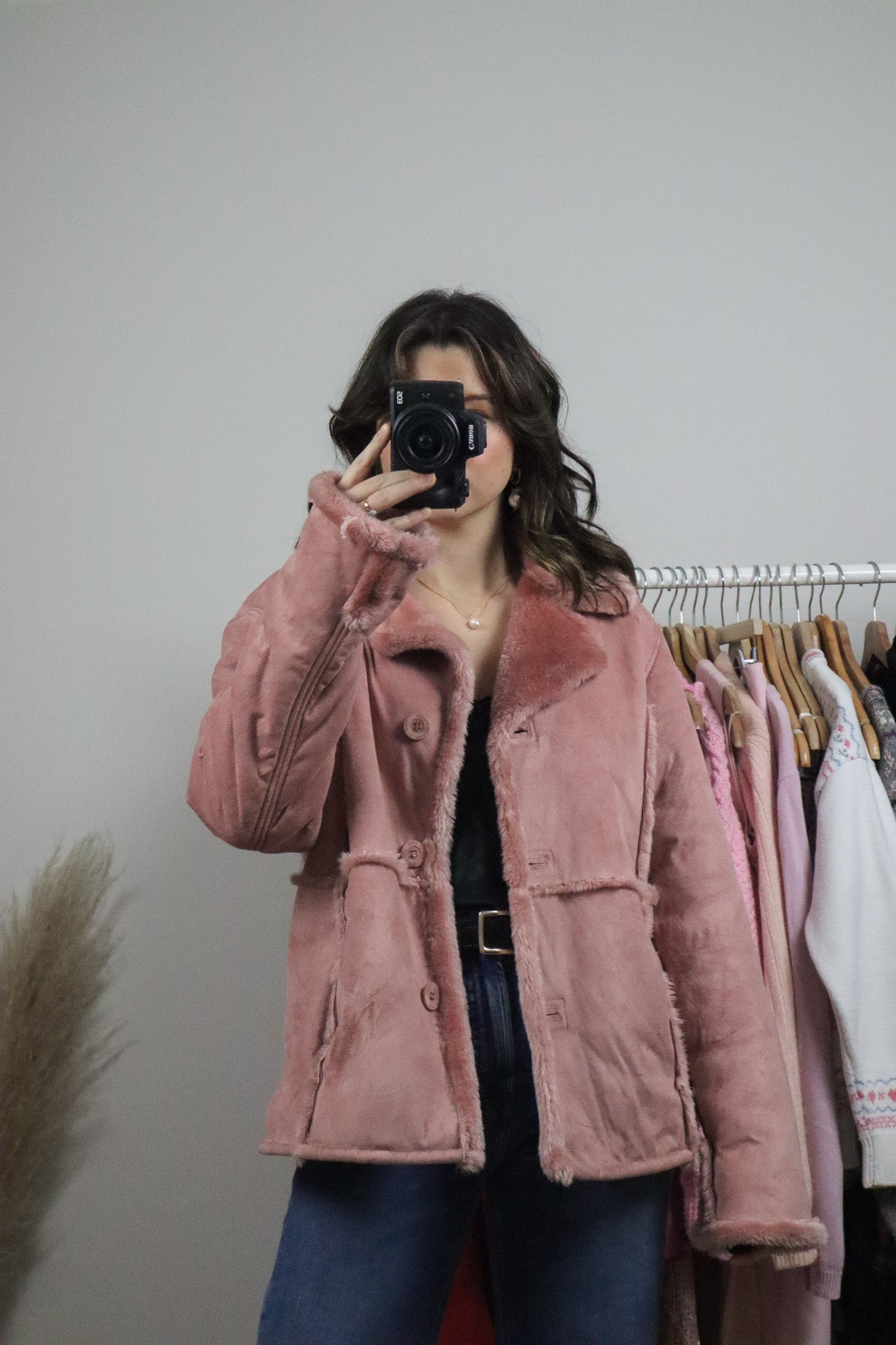 Vintage x Faux Suede/Faux Fur Coat (M)