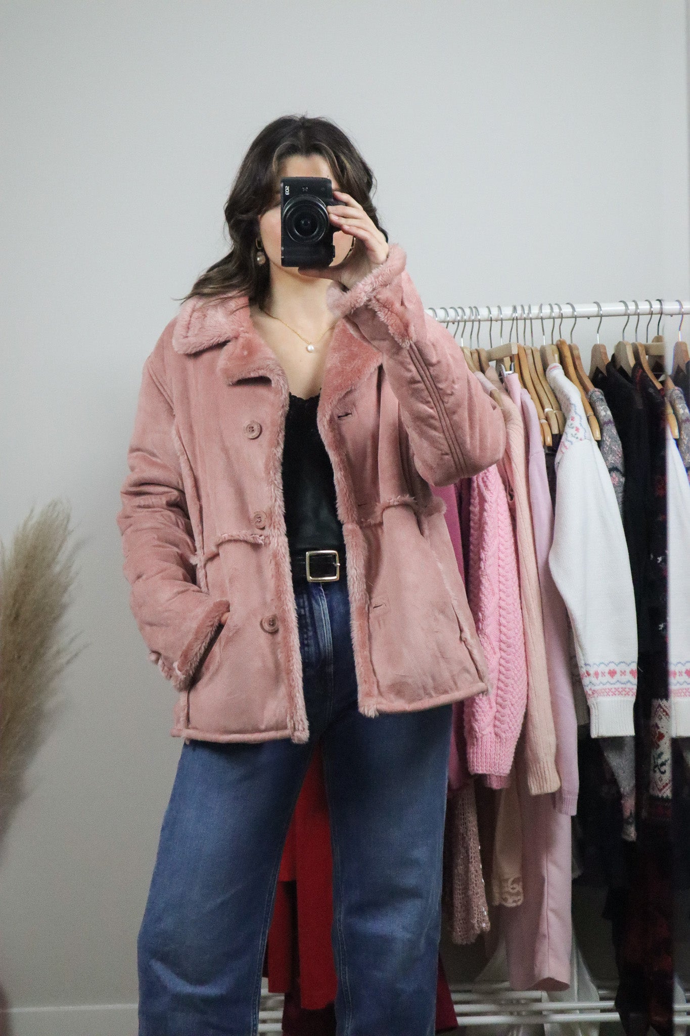 Vintage x Faux Suede/Faux Fur Coat (M)