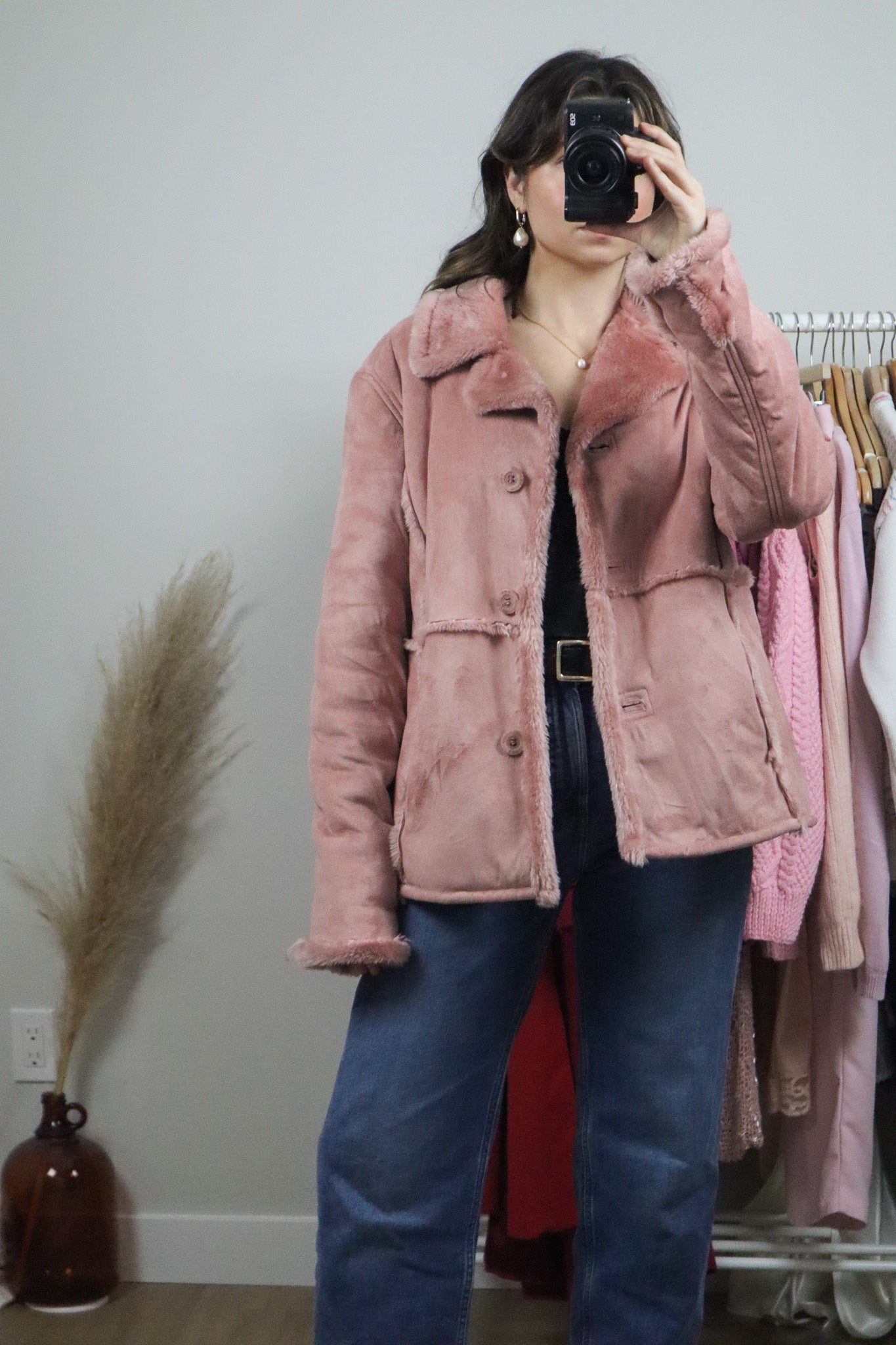 Vintage x Faux Suede/Faux Fur Coat (M)