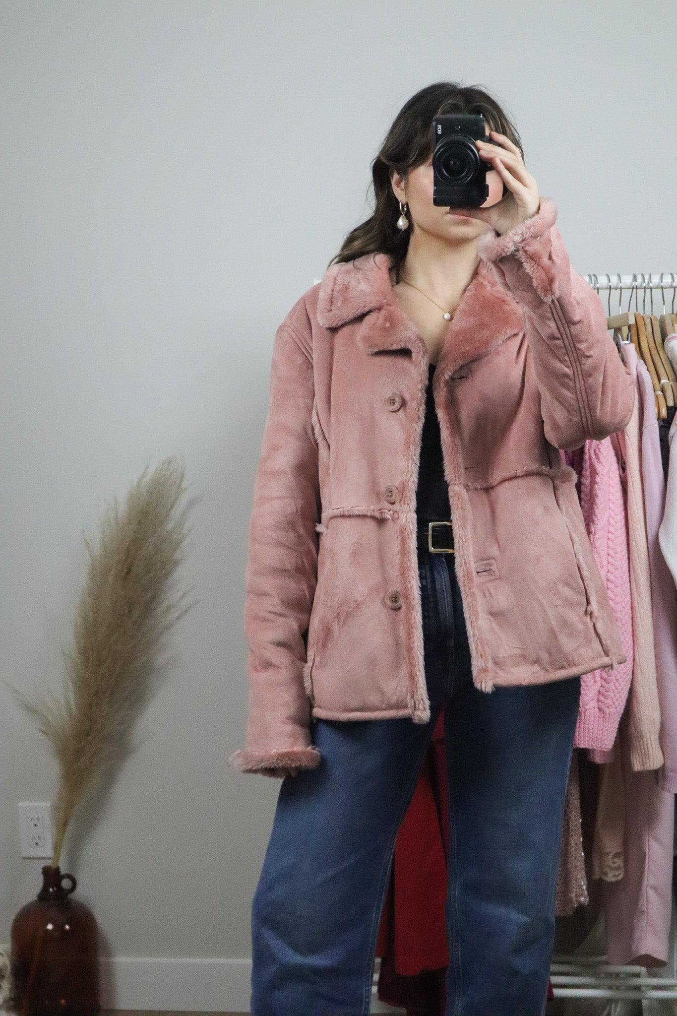 Vintage x Faux Suede/Faux Fur Coat (M)
