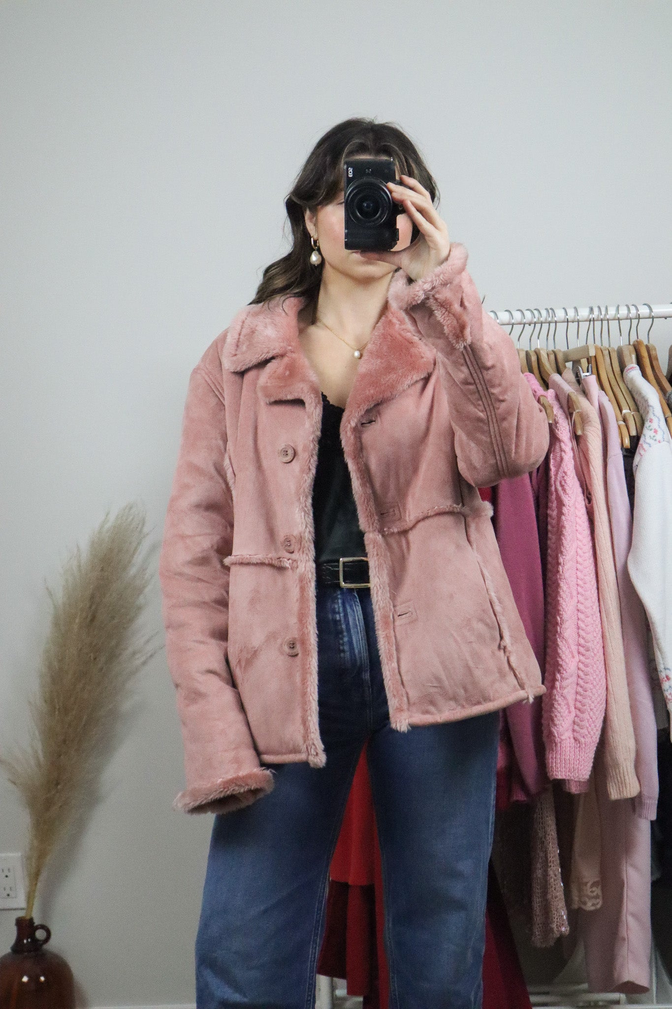 Vintage x Faux Suede/Faux Fur Coat (M)
